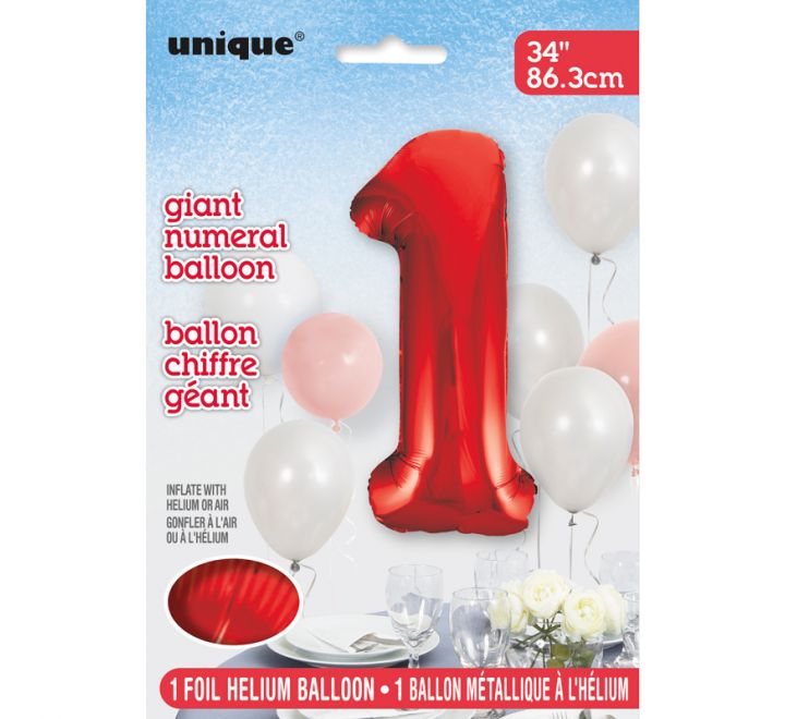 "Unique" Super Shape Helium Filled Balloon - 34 Inches - RED