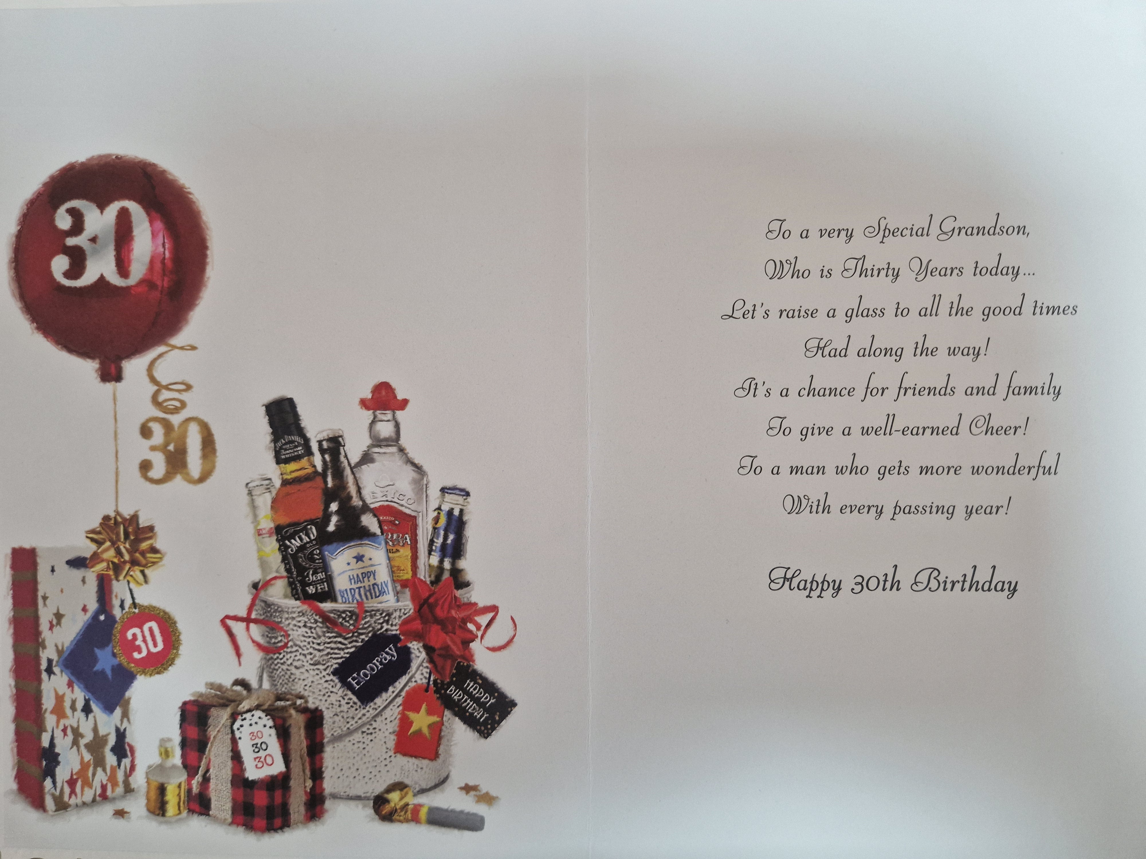 Grandson 30th Birthday Card