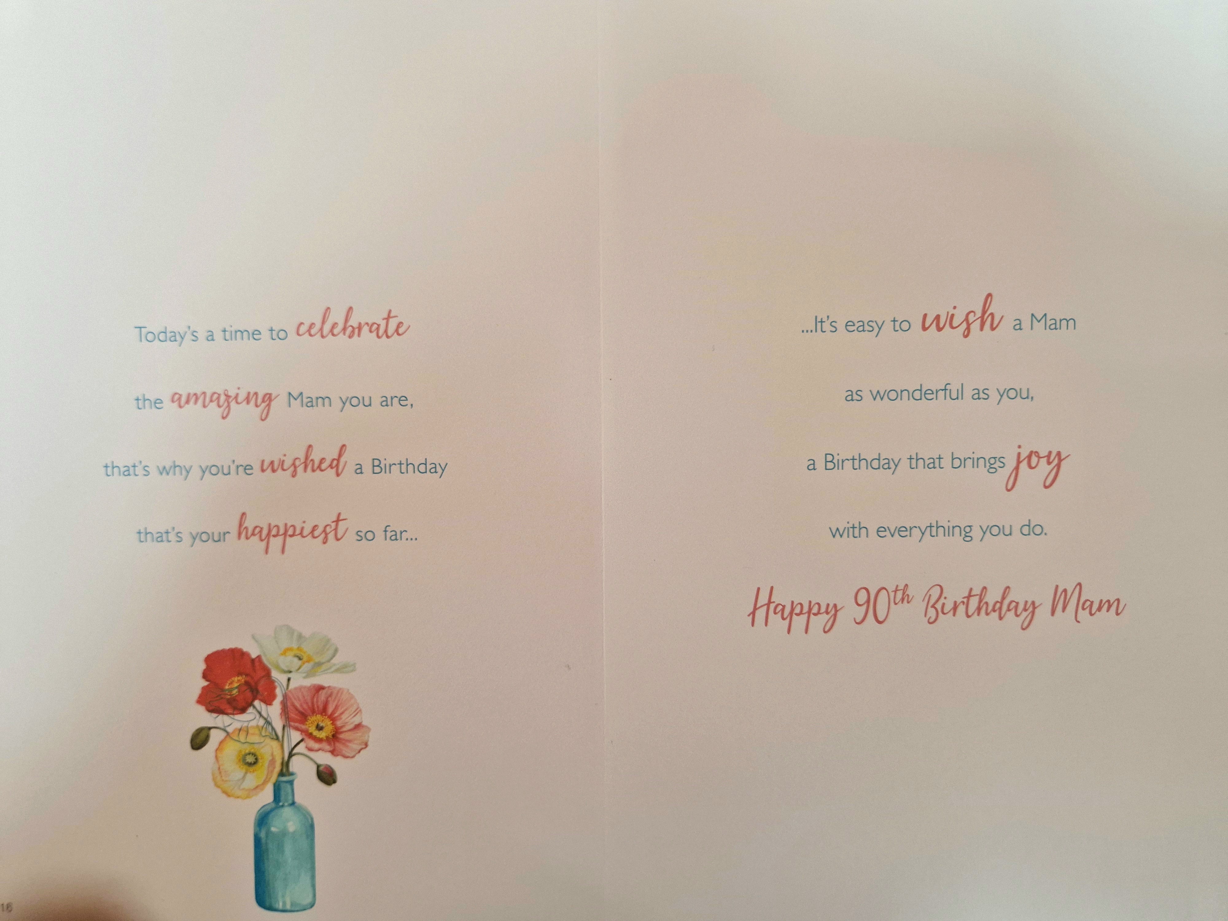 Mam 90th Birthday Card