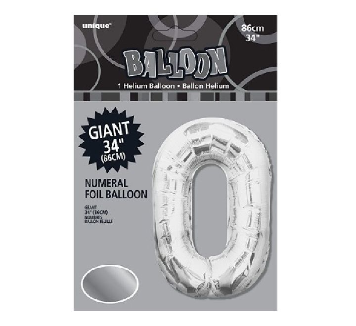 "Unique" Super Shape Helium Filled Balloon - 34 Inches - SILVER