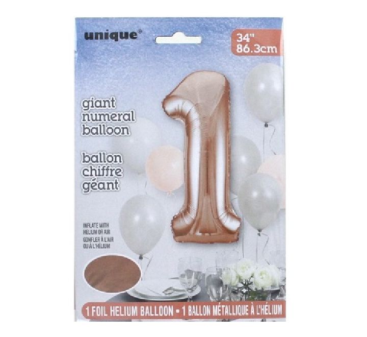 "Unique" Super Shape Helium Filled Balloon - 34 Inches - ROSE GOLD
