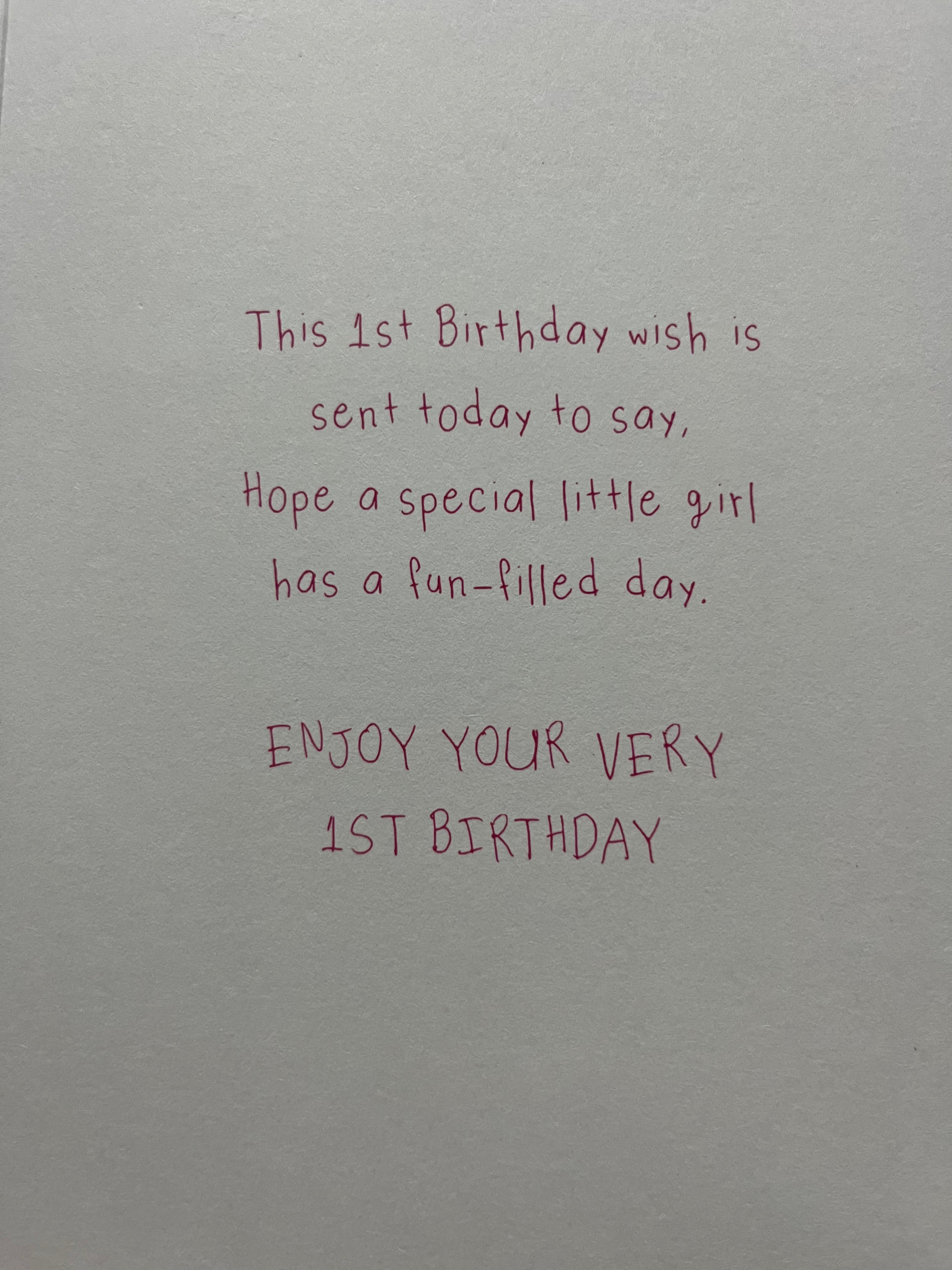 Age 1 Female Birthday Card