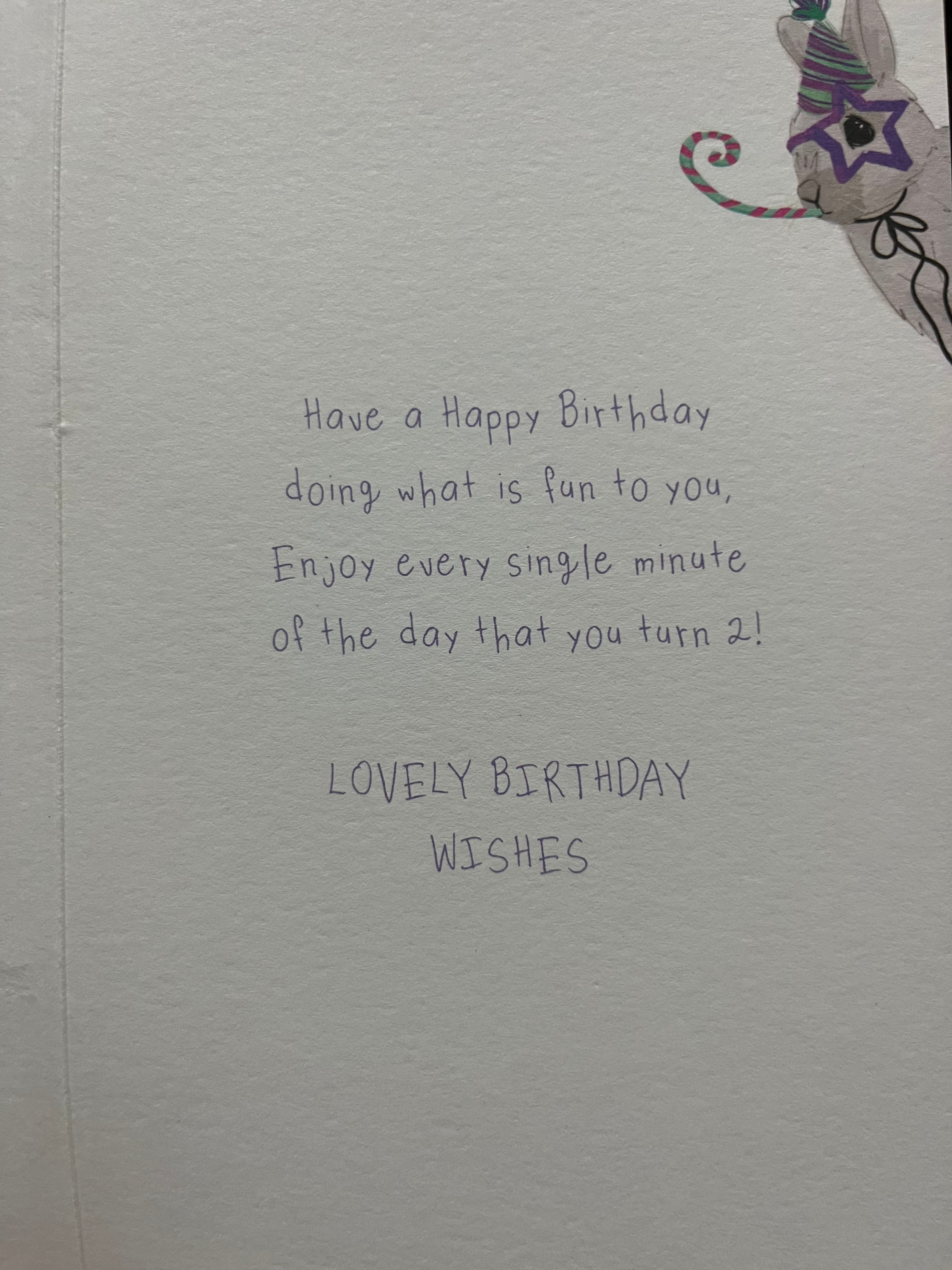 Age 2 Female Birthday Card