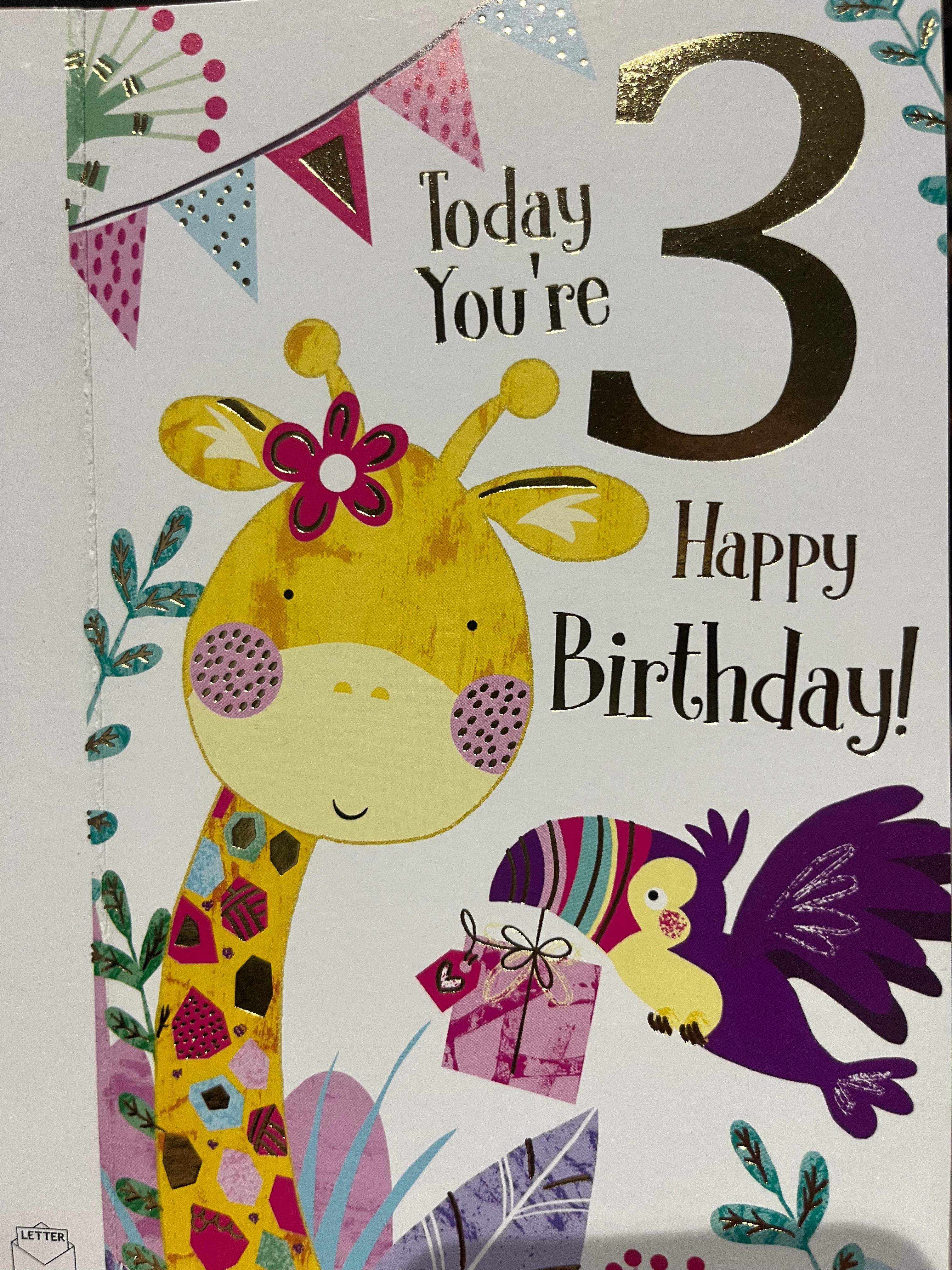 Age 3 Female Birthday Card