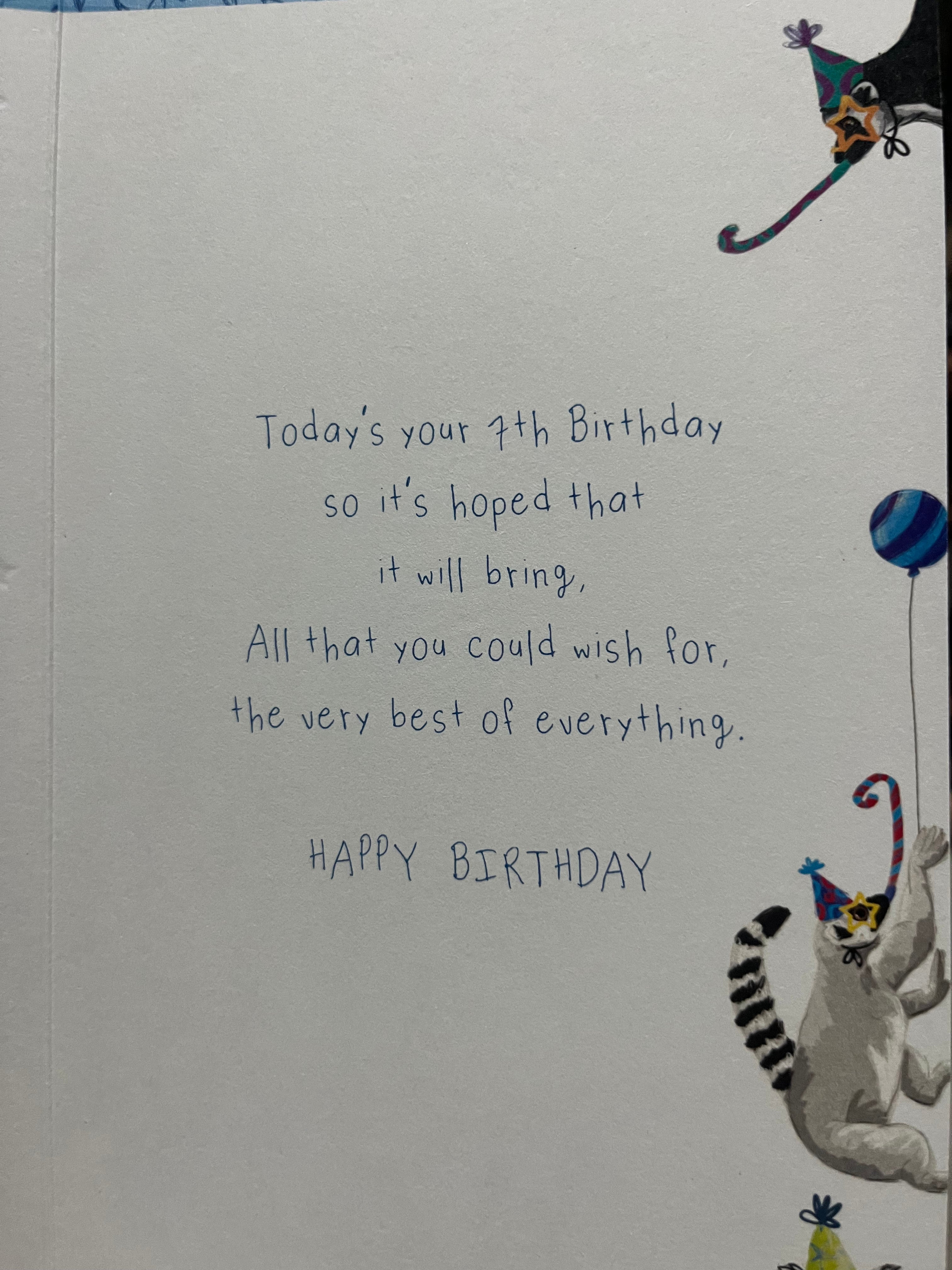 Age 7 Male Birthday Card