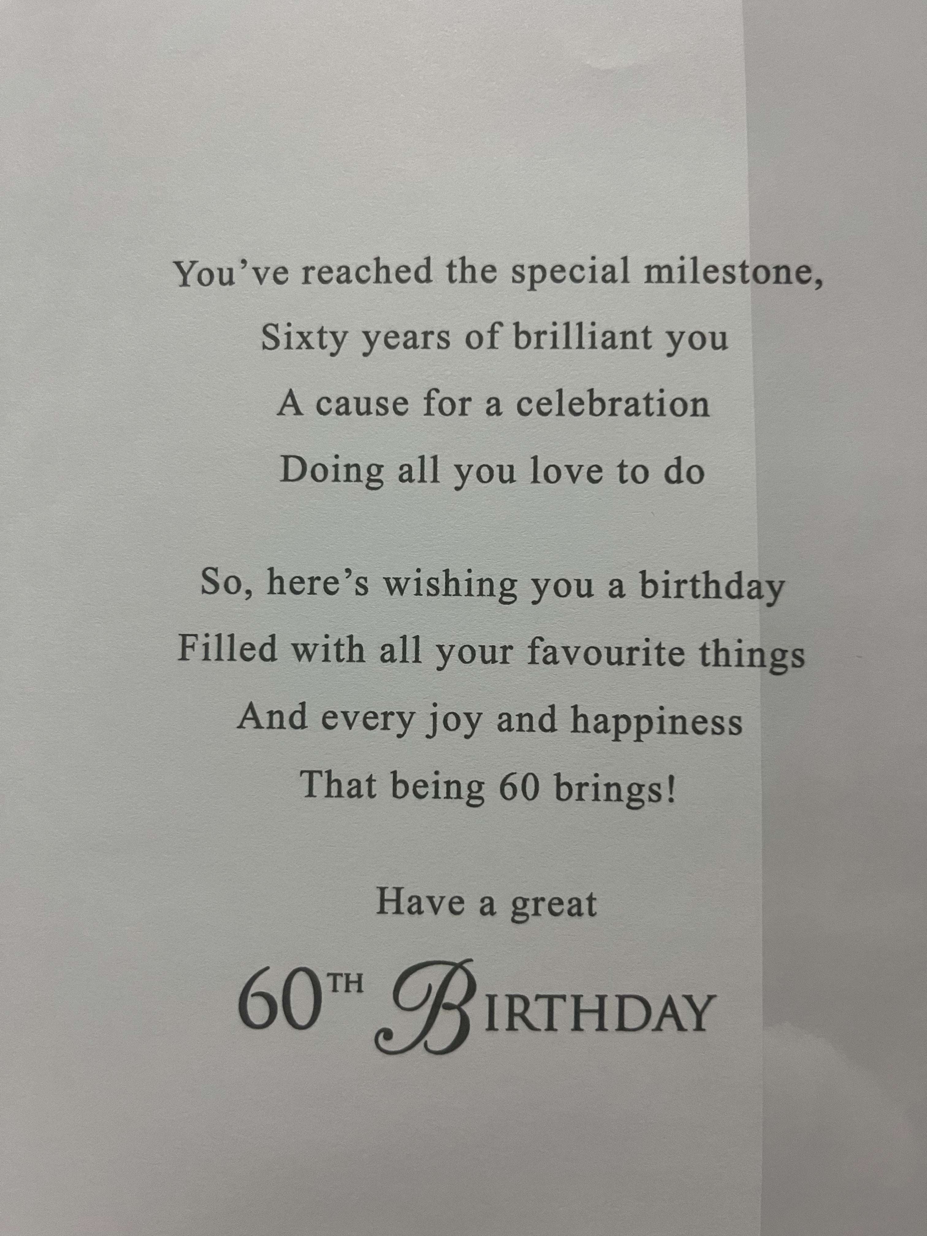 Age 60 Male Birthday Card