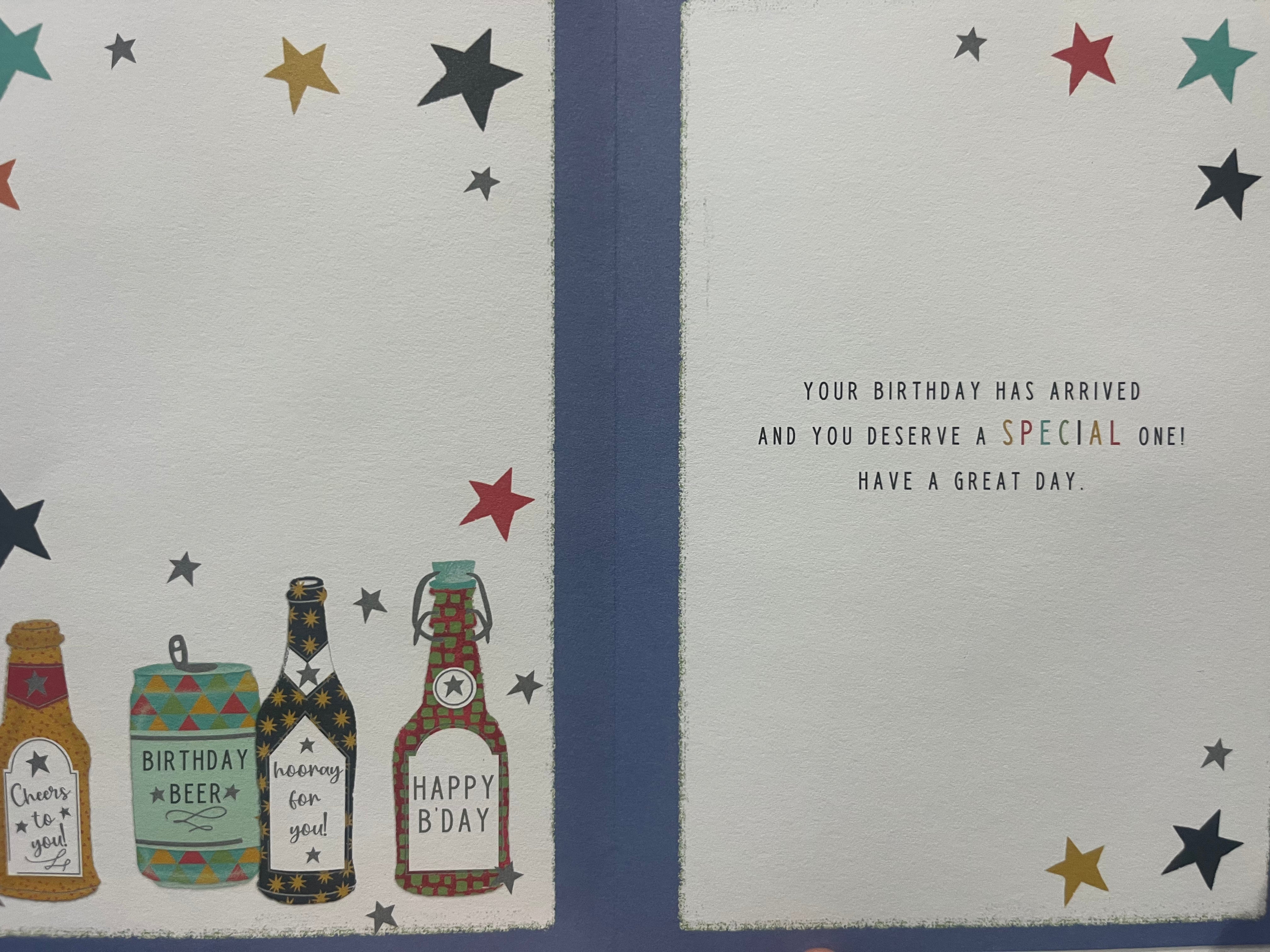 Traditional Male Birthday Card. Beer Theme