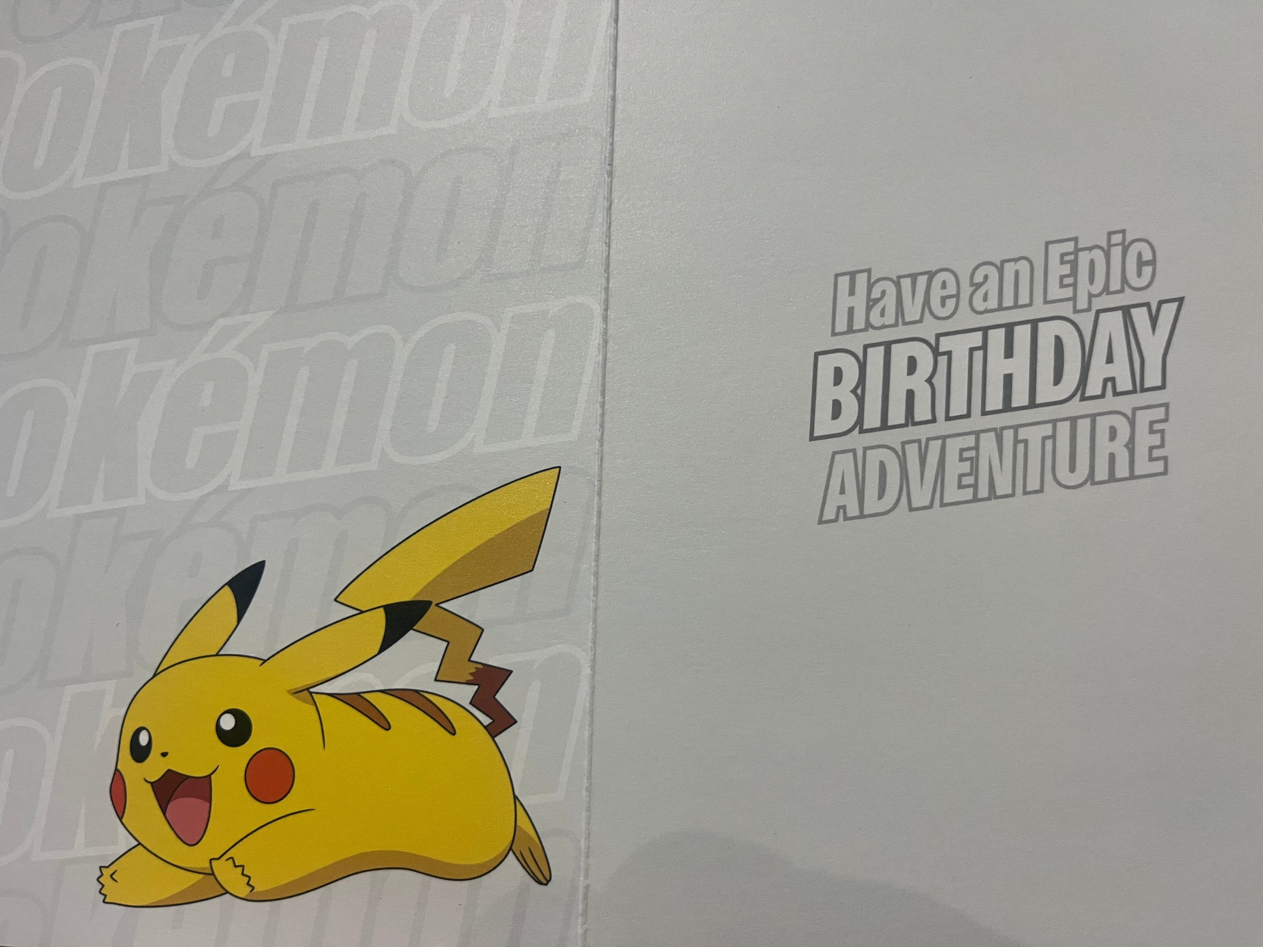 Pokemon Birthday Card. Personalised juvenile Birthday Card