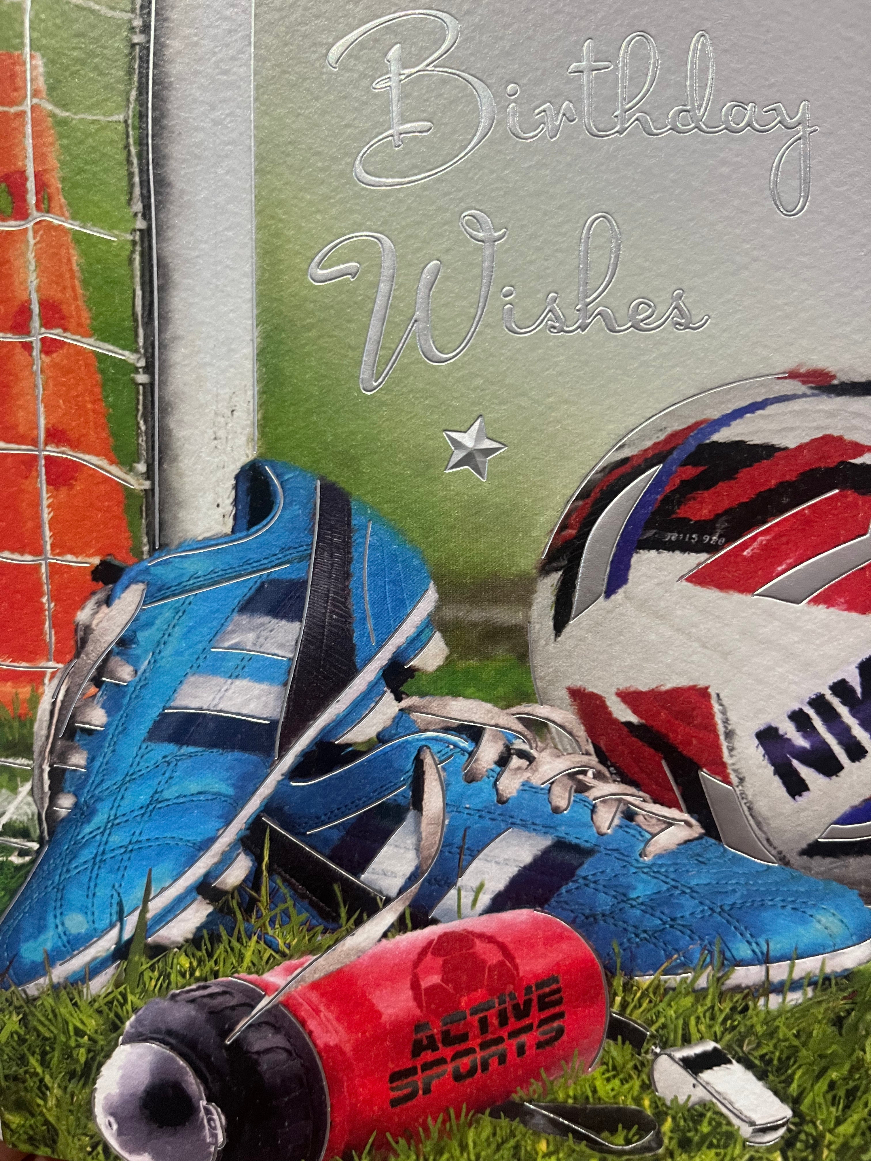 Male Traditional Birthday Card. Football Birthday Card