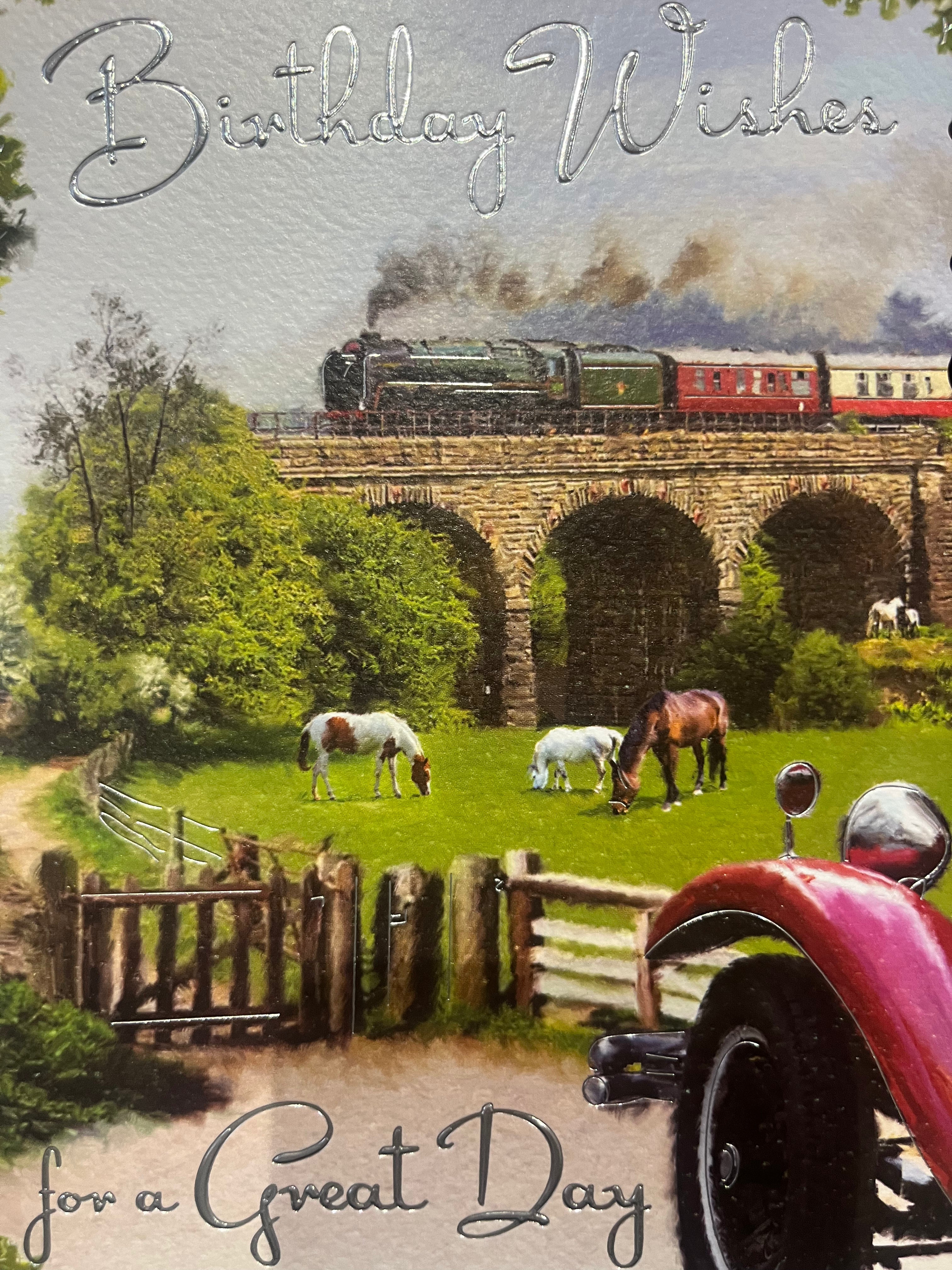 Male Traditional Birthday Card. Countryside theme