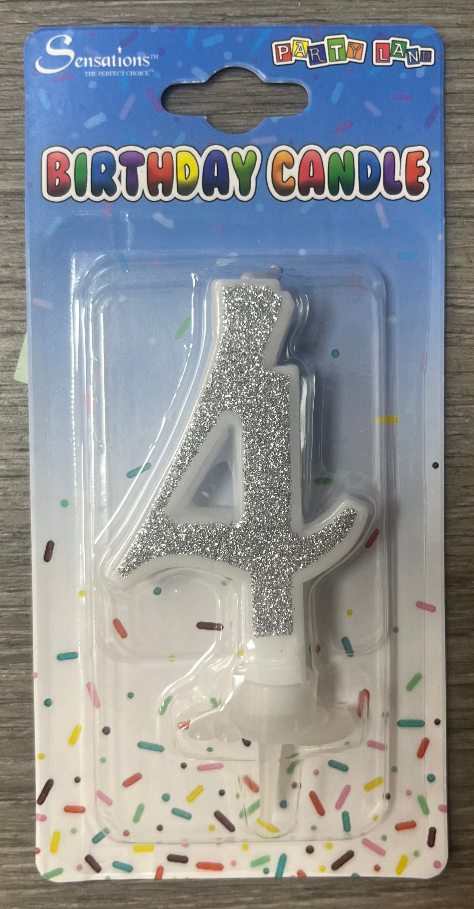 Number 4 Candle. Silver Pink or Blue