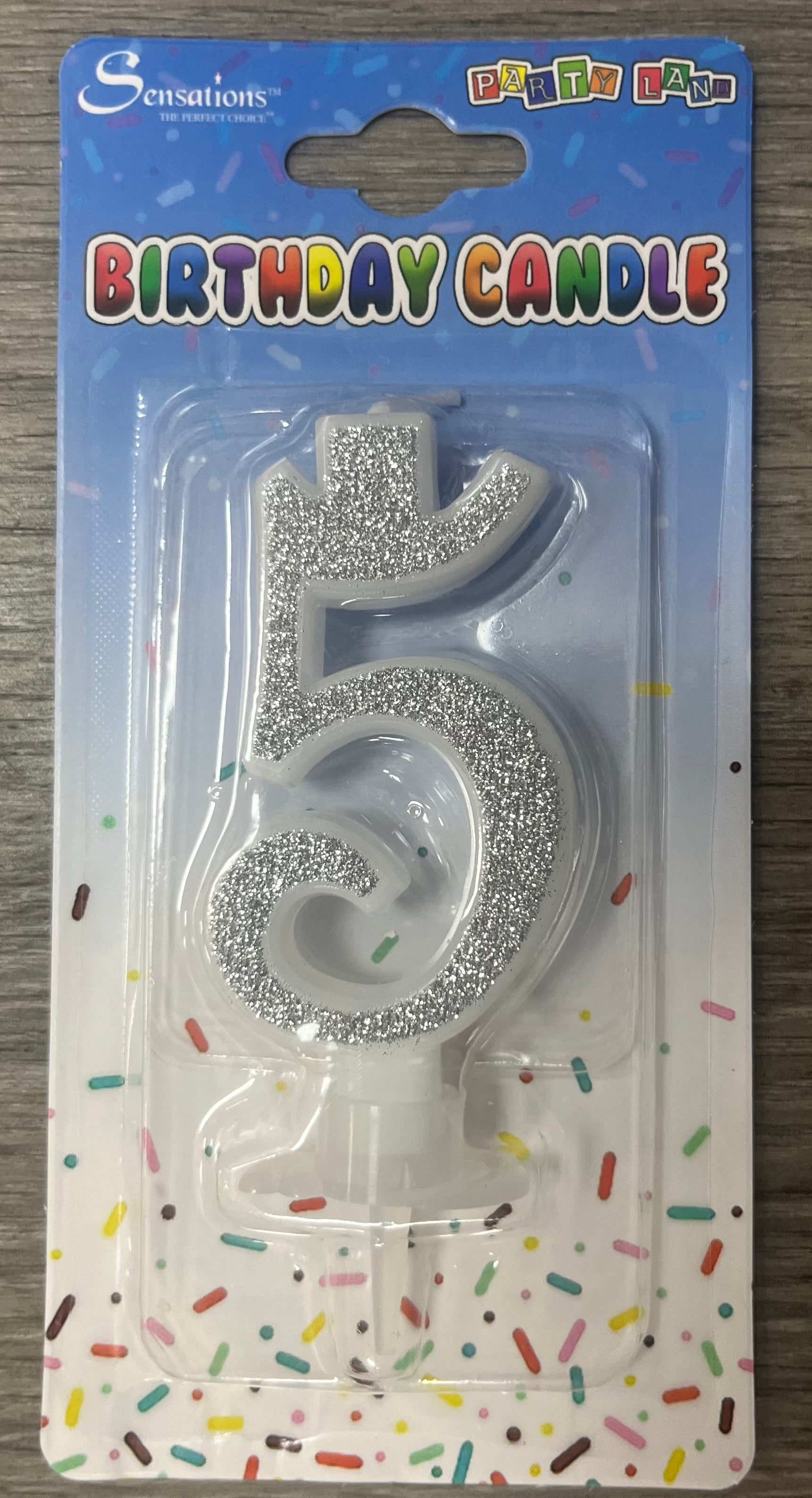 Number 5 Candle. Silver Pink or Blue