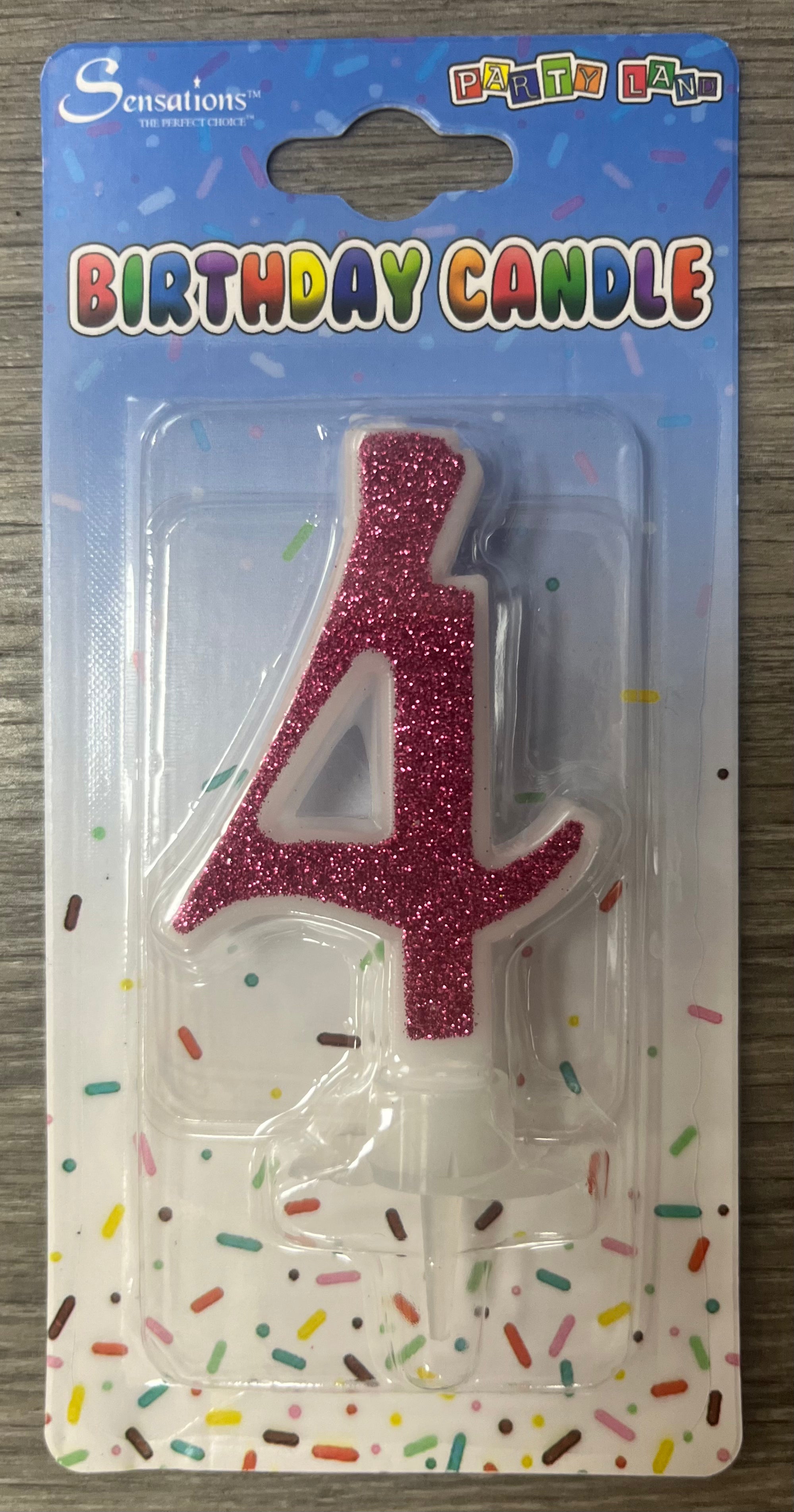 Number 4 Candle. Silver Pink or Blue