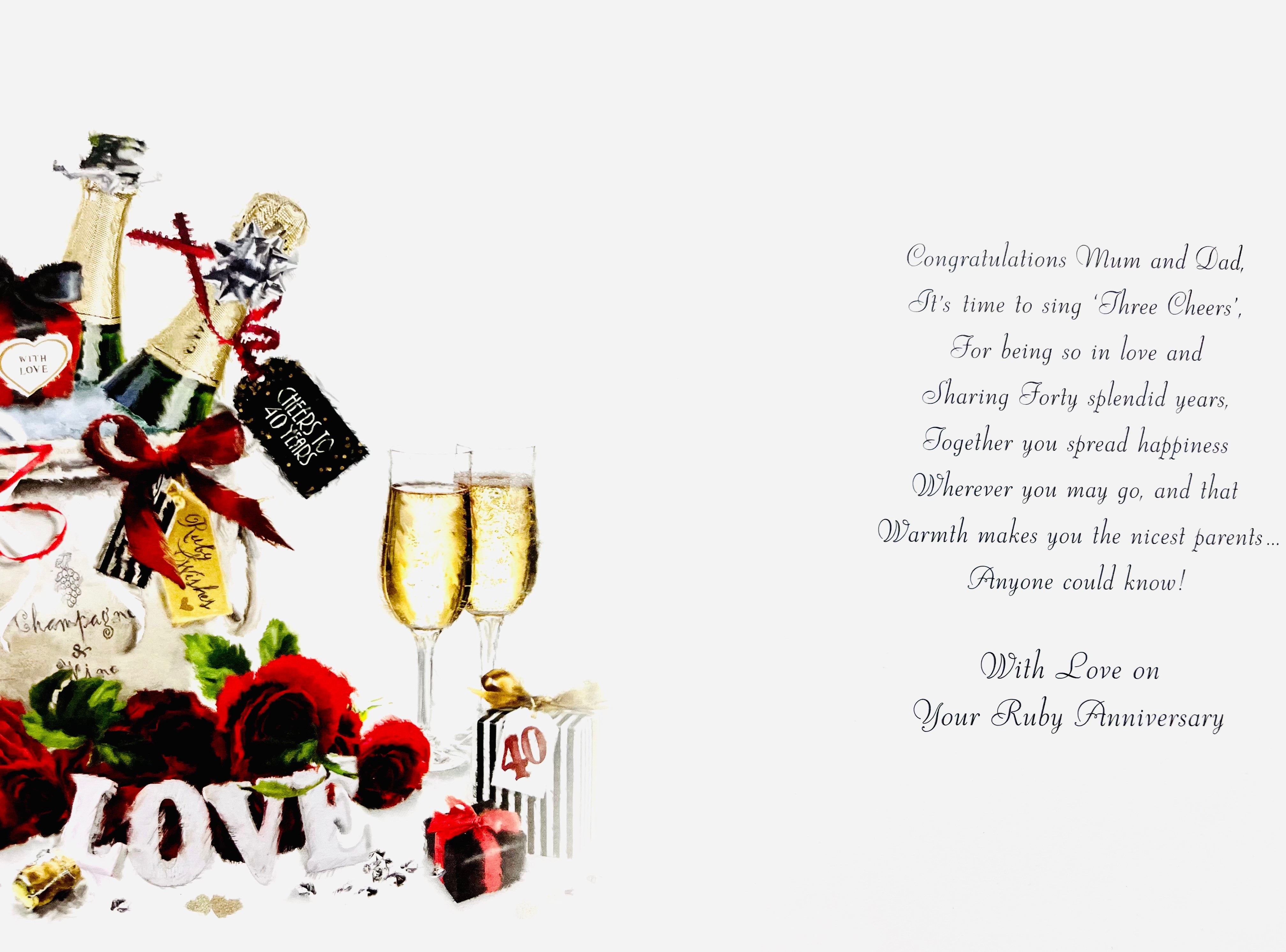 Mum and Dad Ruby Wedding Anniversary Card