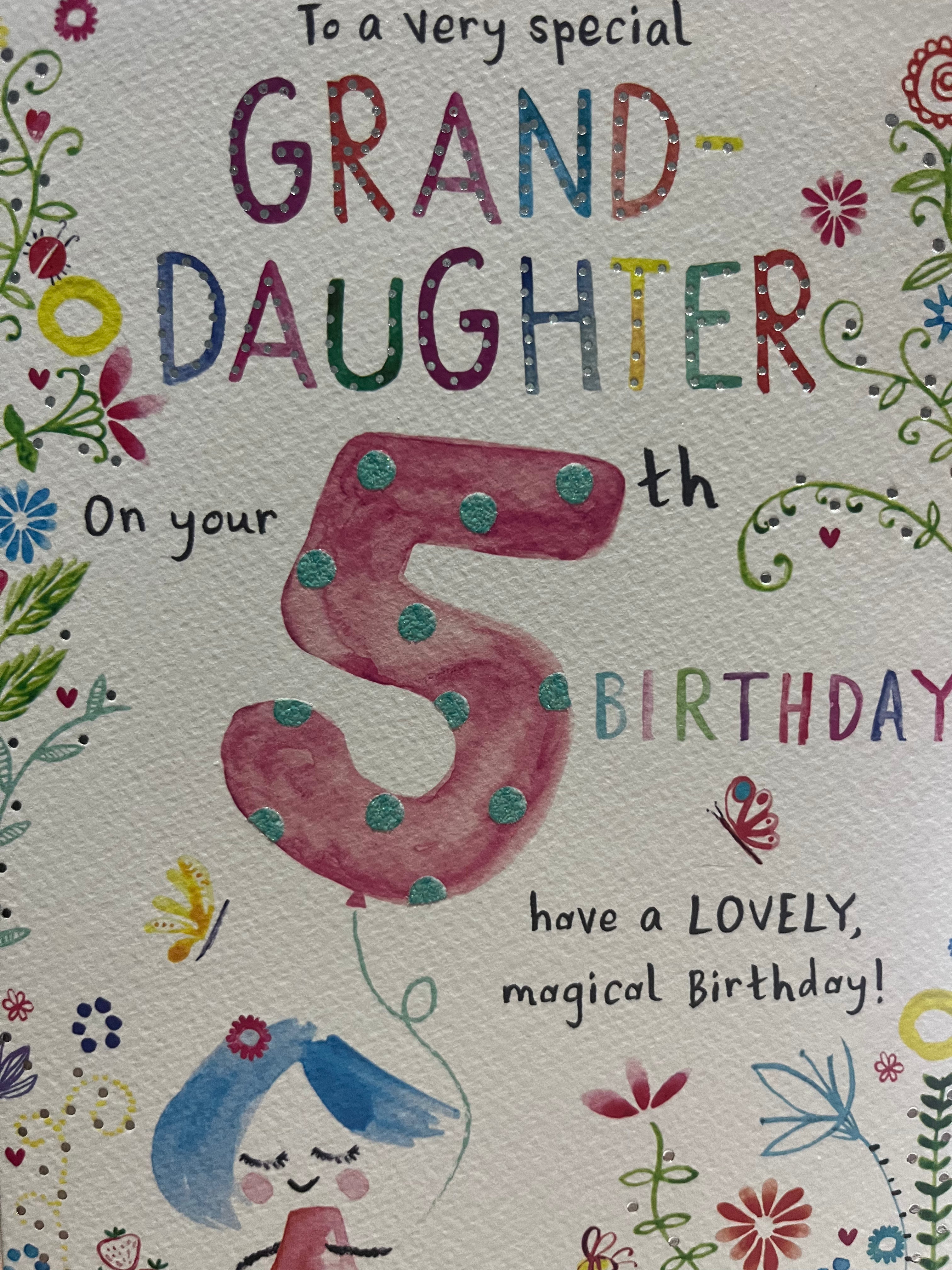 Granddaughter's 5th Birthday Card