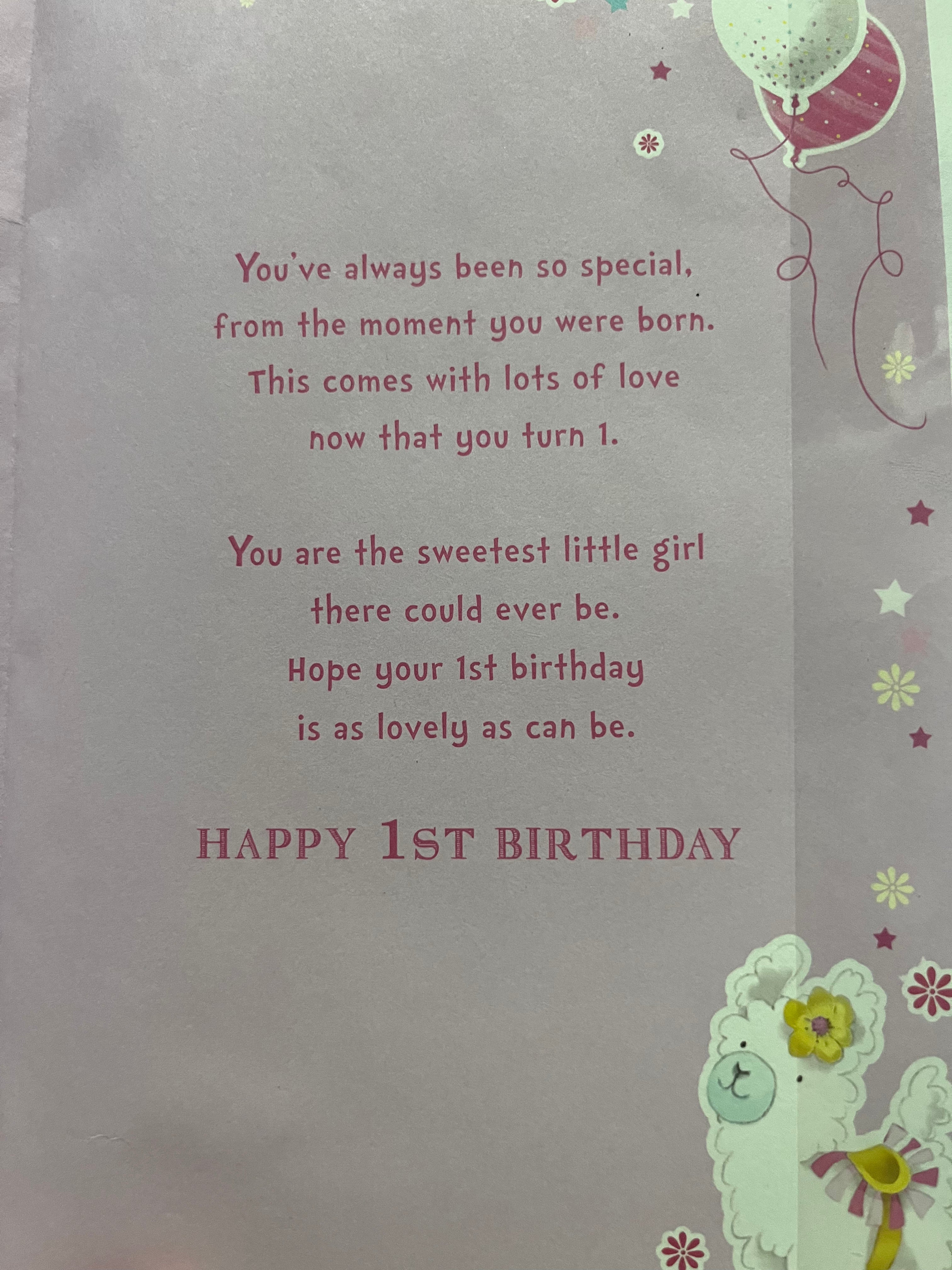 Granddaughter's 1st Birthday Card