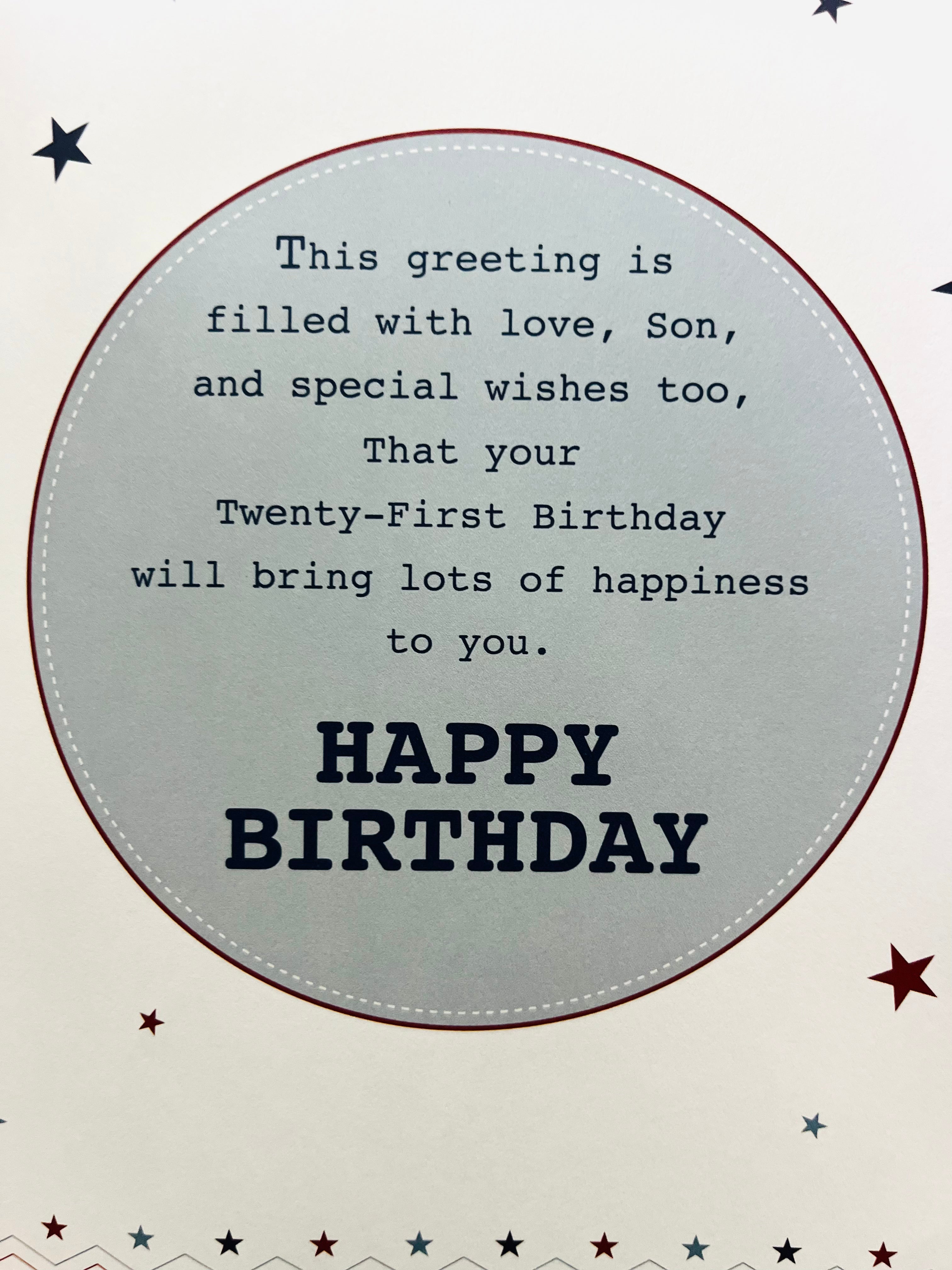 Son's 21st Birthday Card