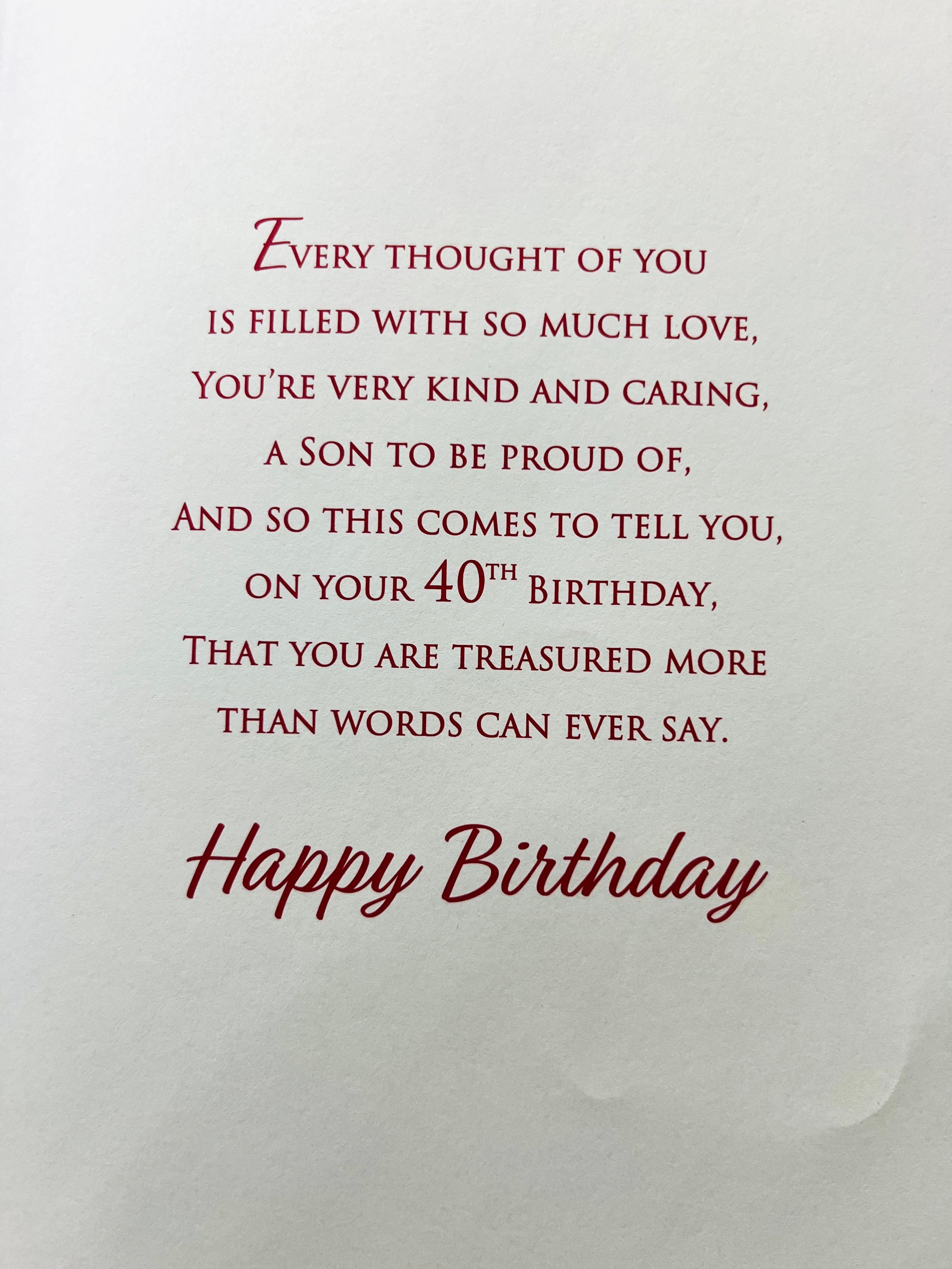 Son's 40th Birthday Card