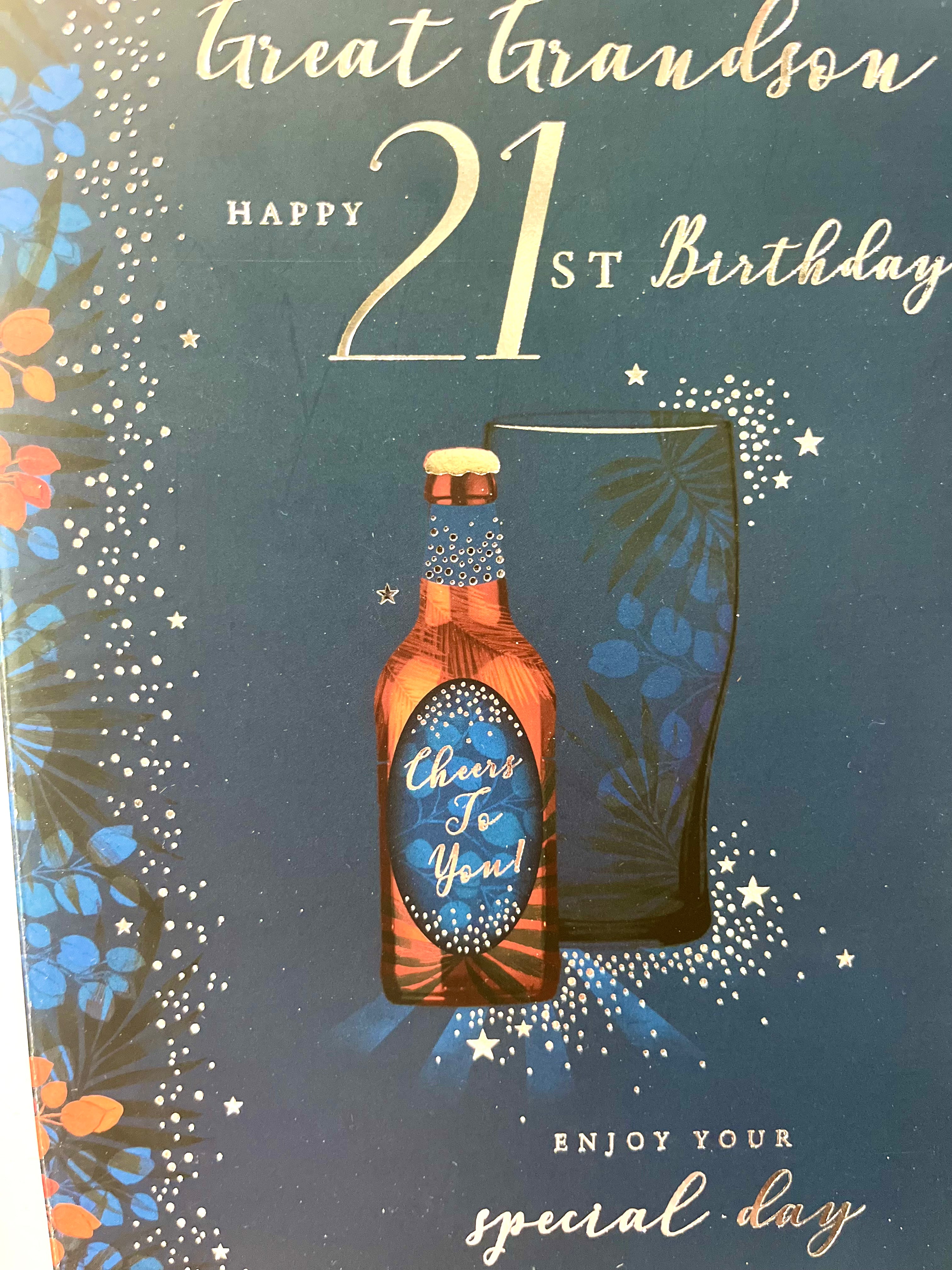 Great Grandson's 21st Birthday Card