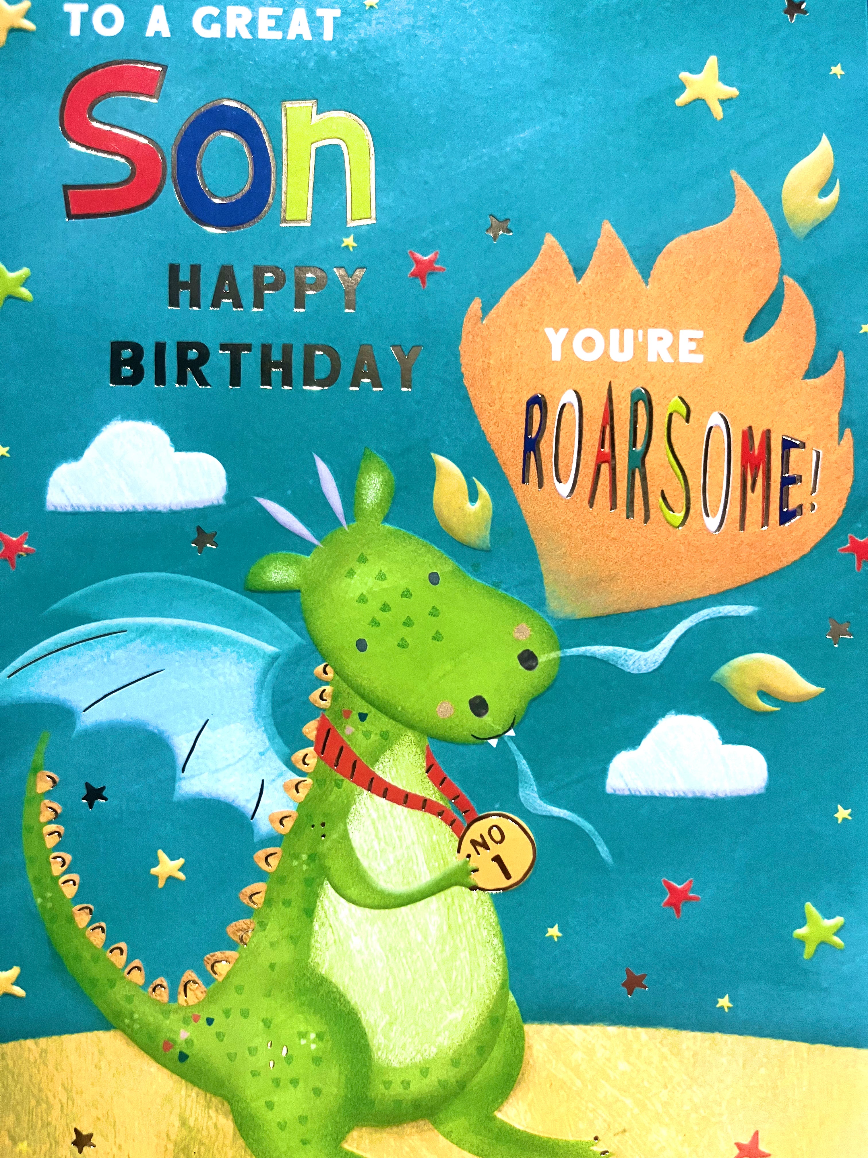 Son Birthday Card- Dinosaur card
