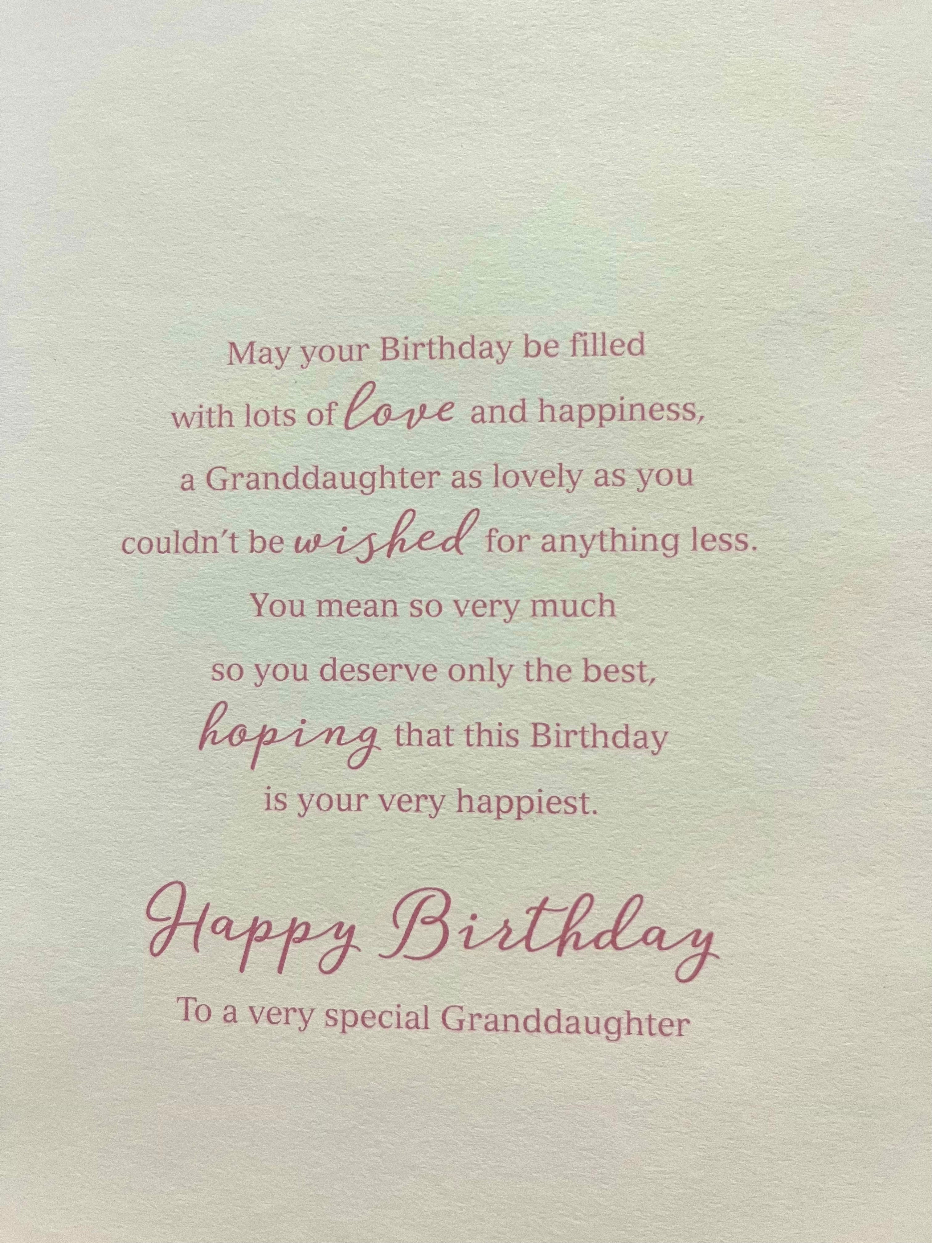 Granddaughter Birthday Card : To a special Granddaughter on your birthday