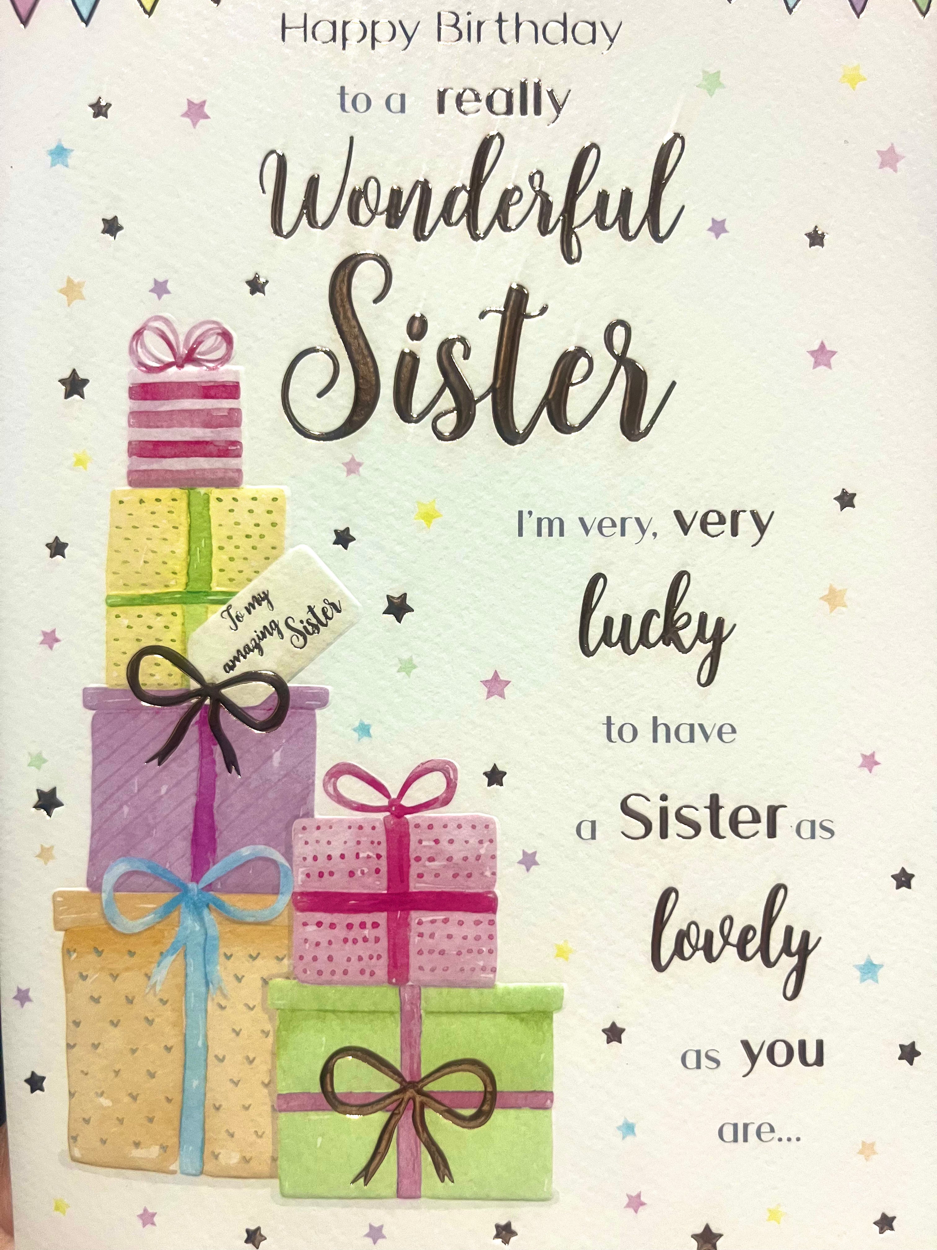 Sister Birthday Card : Happy birthday To A Really Wonderful Sister