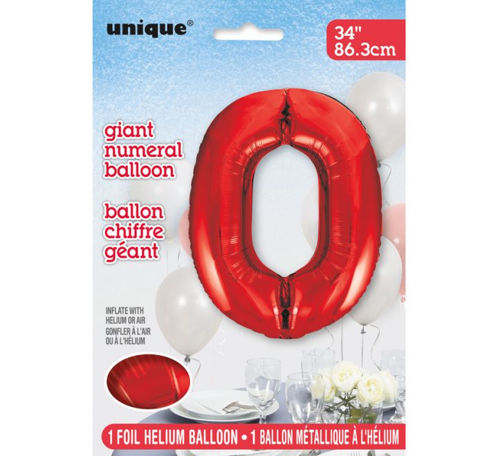 "Unique" Super Shape Helium Filled Balloon - 34 Inches - RED