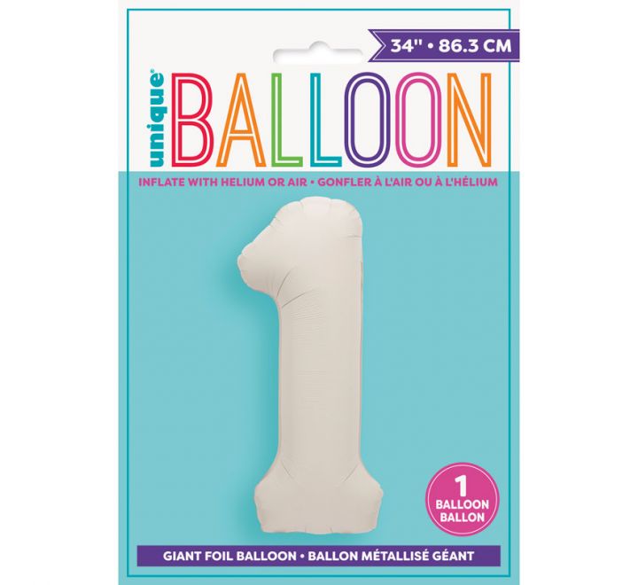 "Unique" Super Shape Helium Filled Balloon - 34 Inches - WHITE