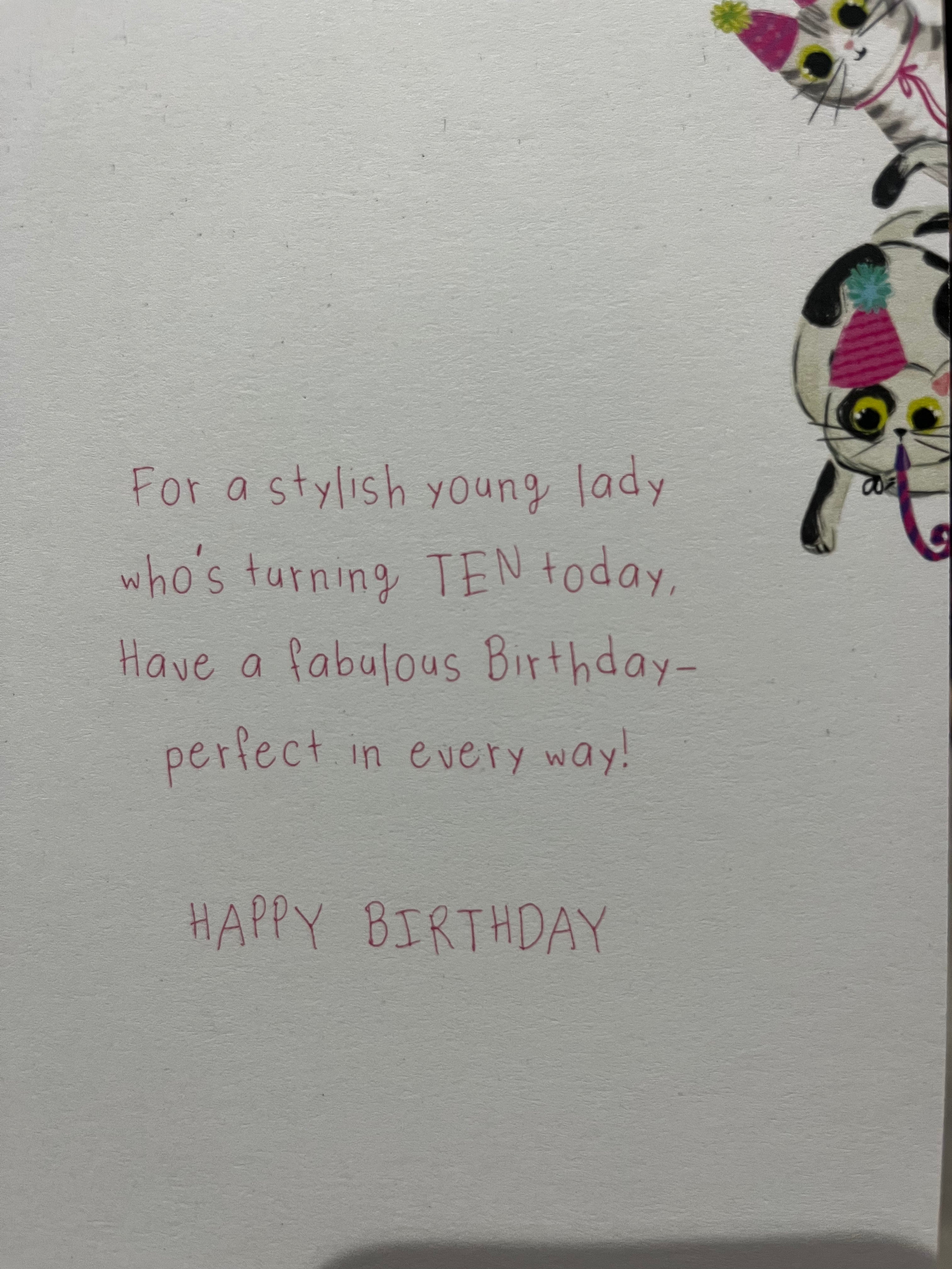 Age 10 Female Birthday Card