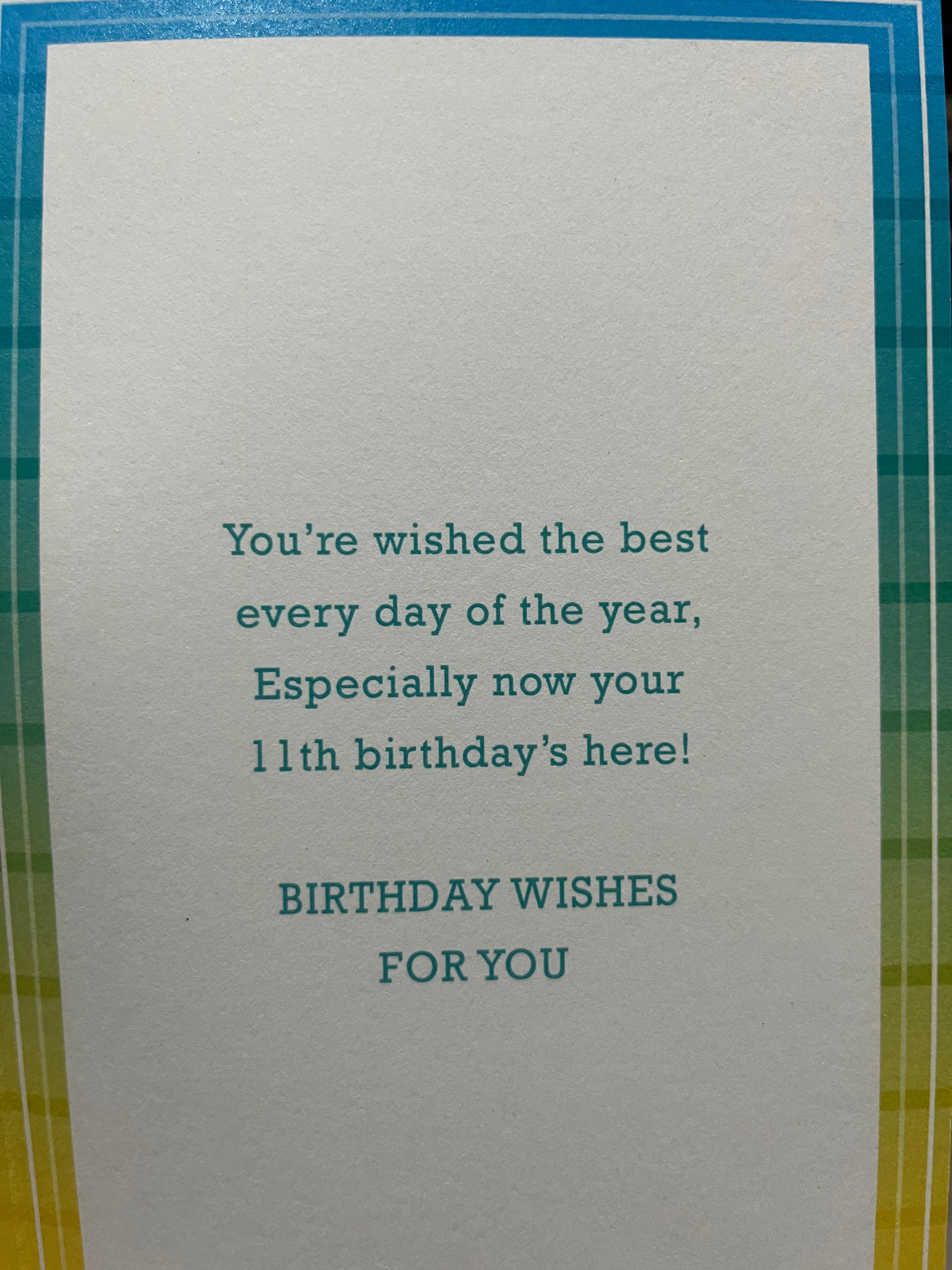 Age 11 Male Birthday Card