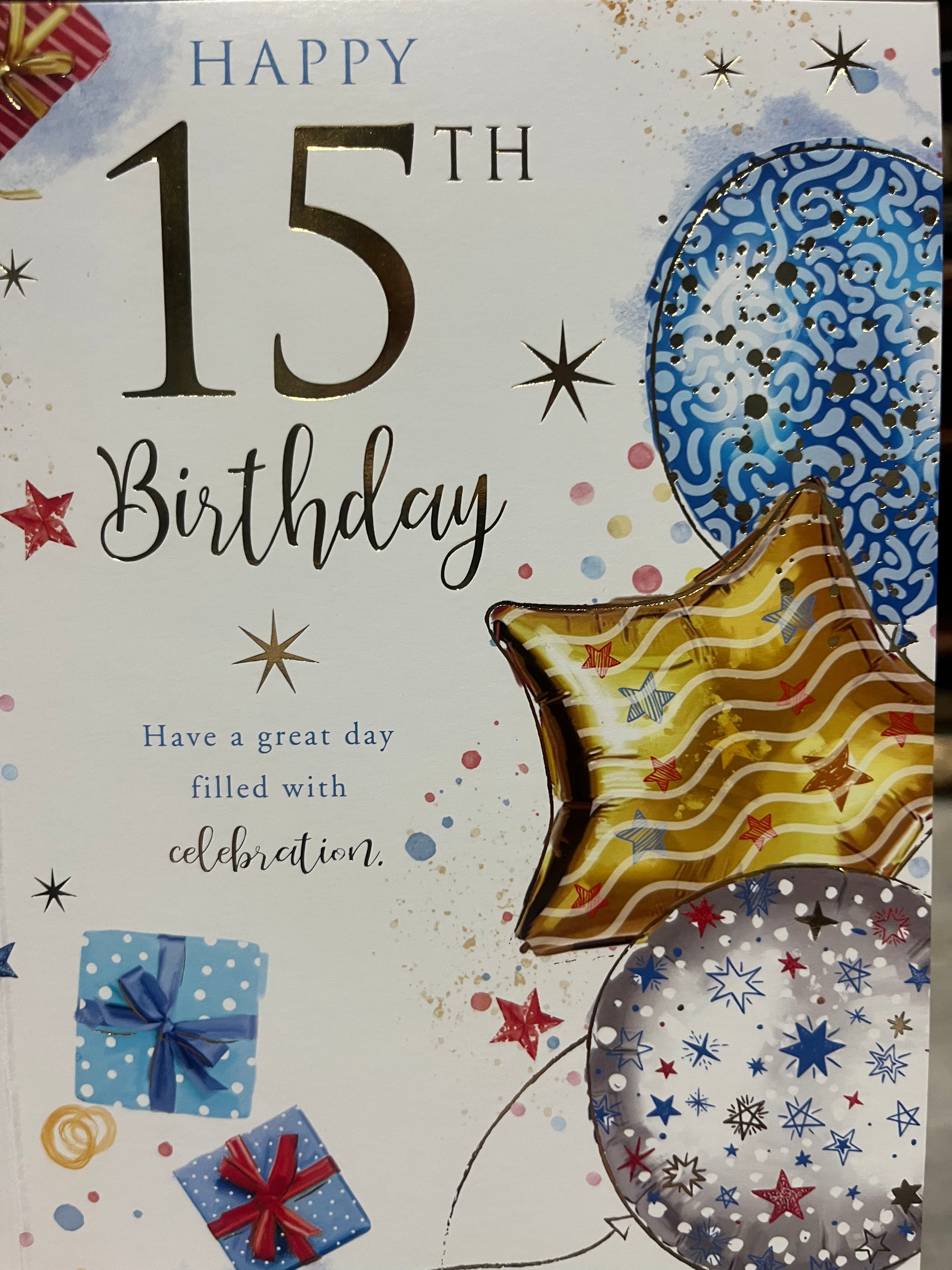 Age 15 Male Birthday Card