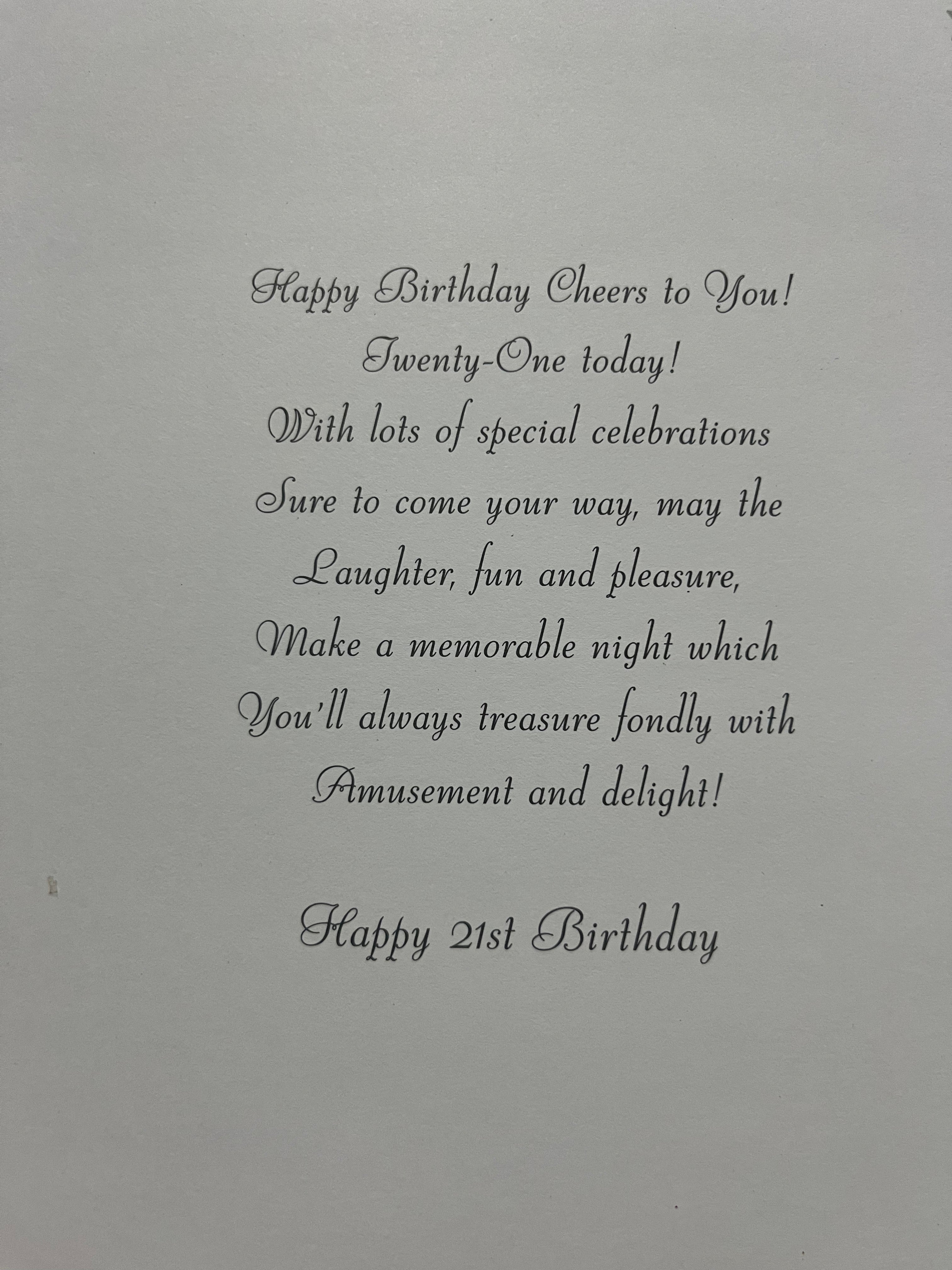 Age 21 Female Birthday Card