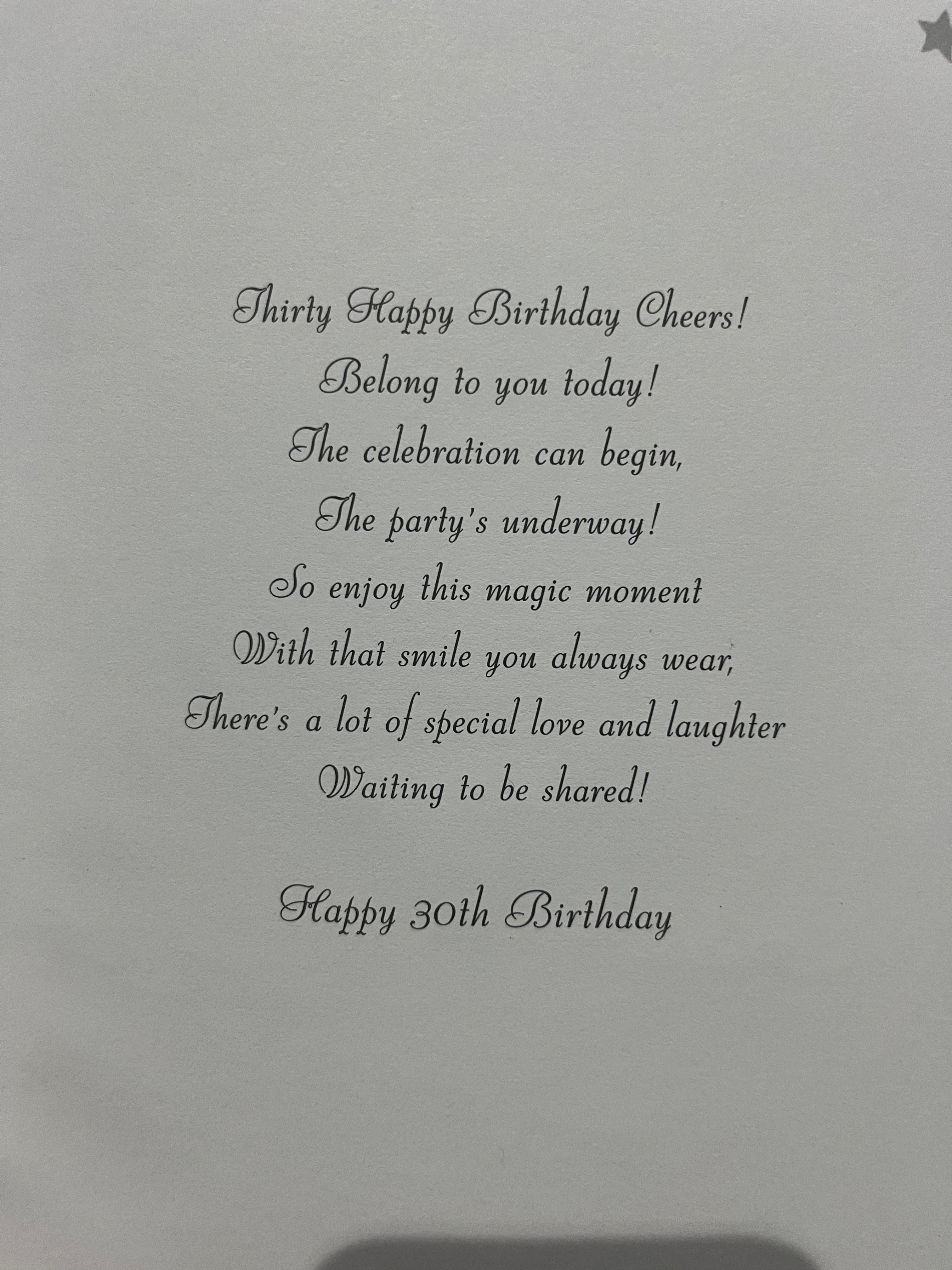 Age 30 Female Birthday Card