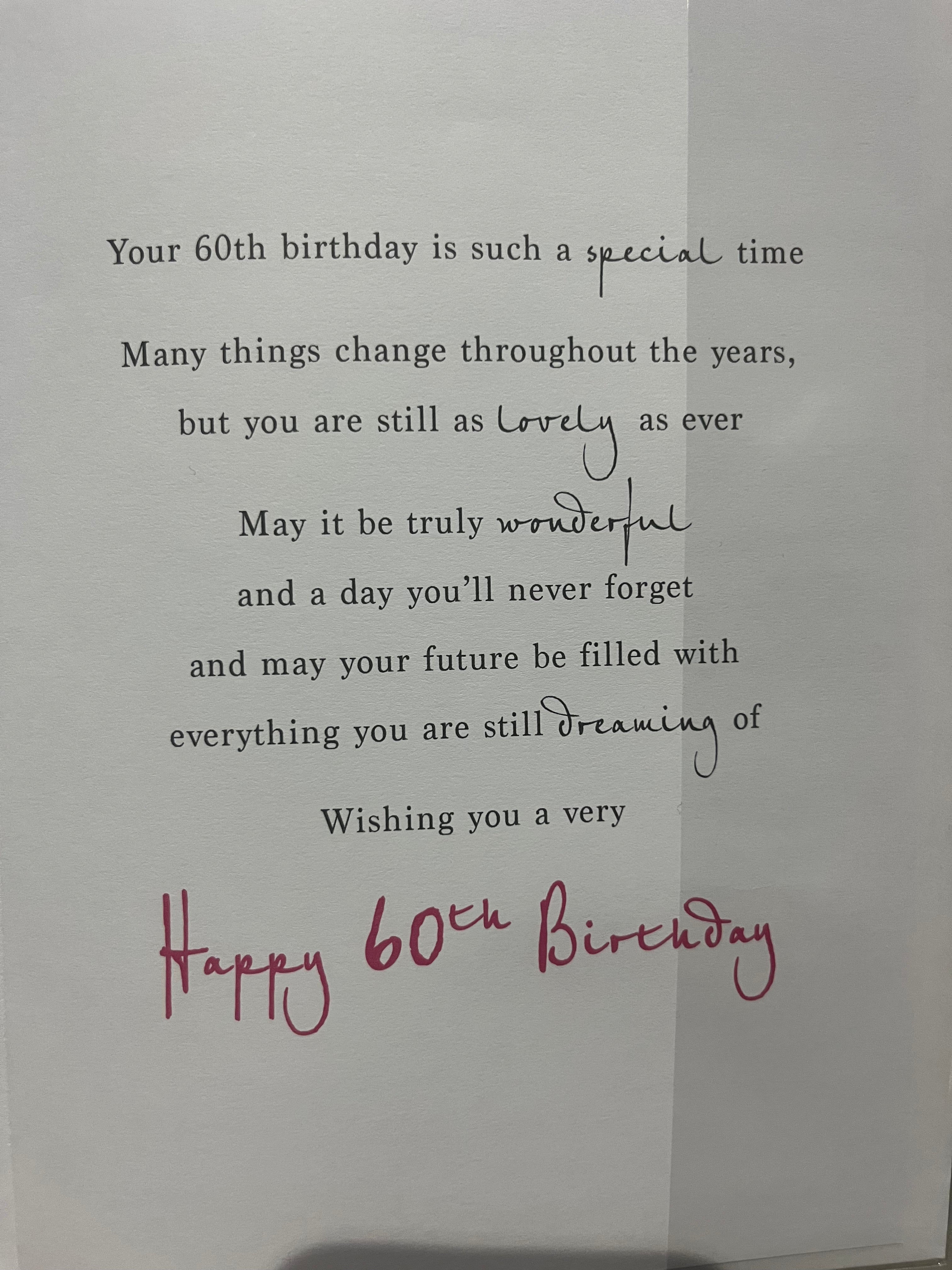 Age 60 Female Birthday Card