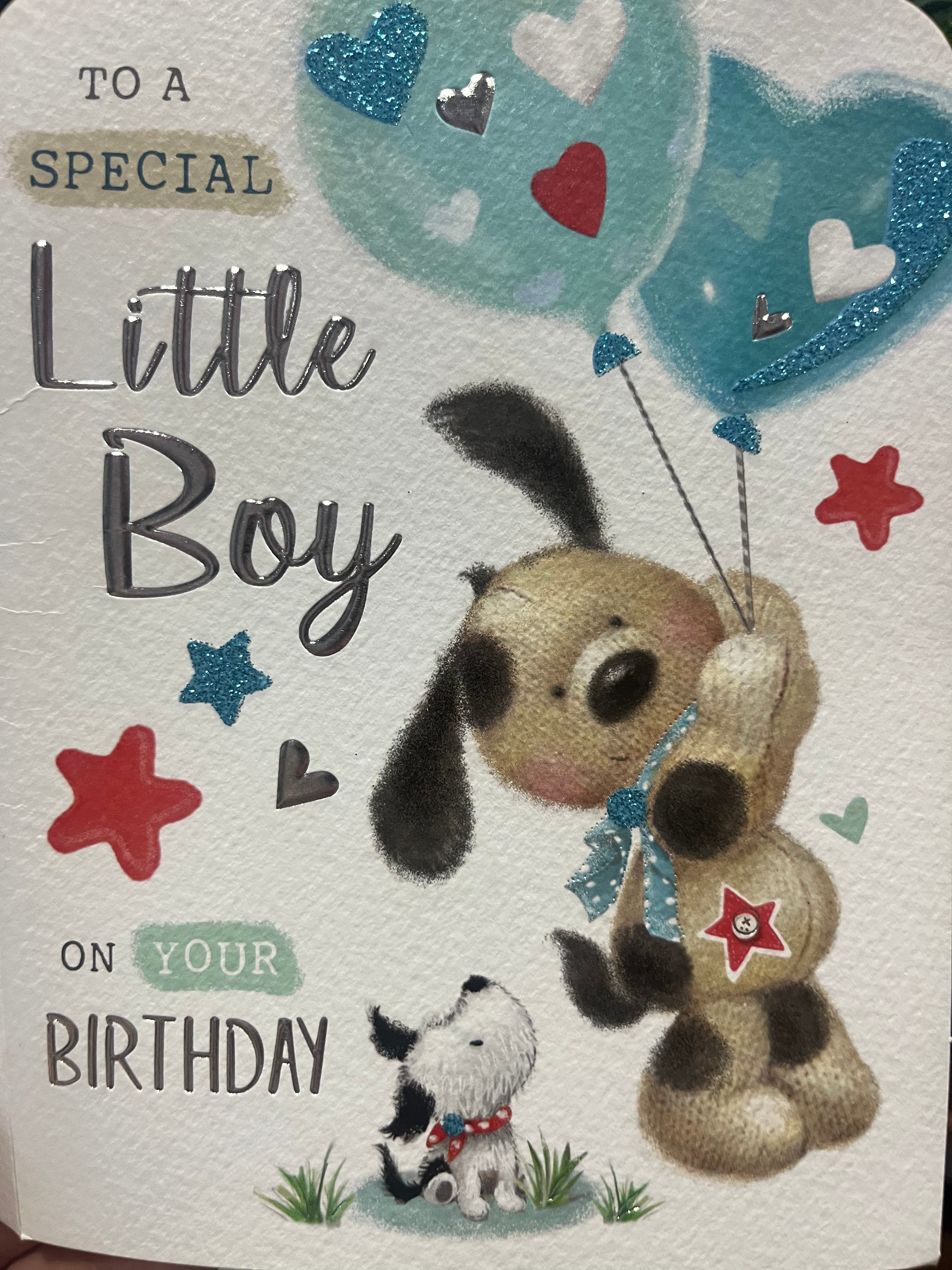 Male Cute Birthday Card. Little Boy Birthday