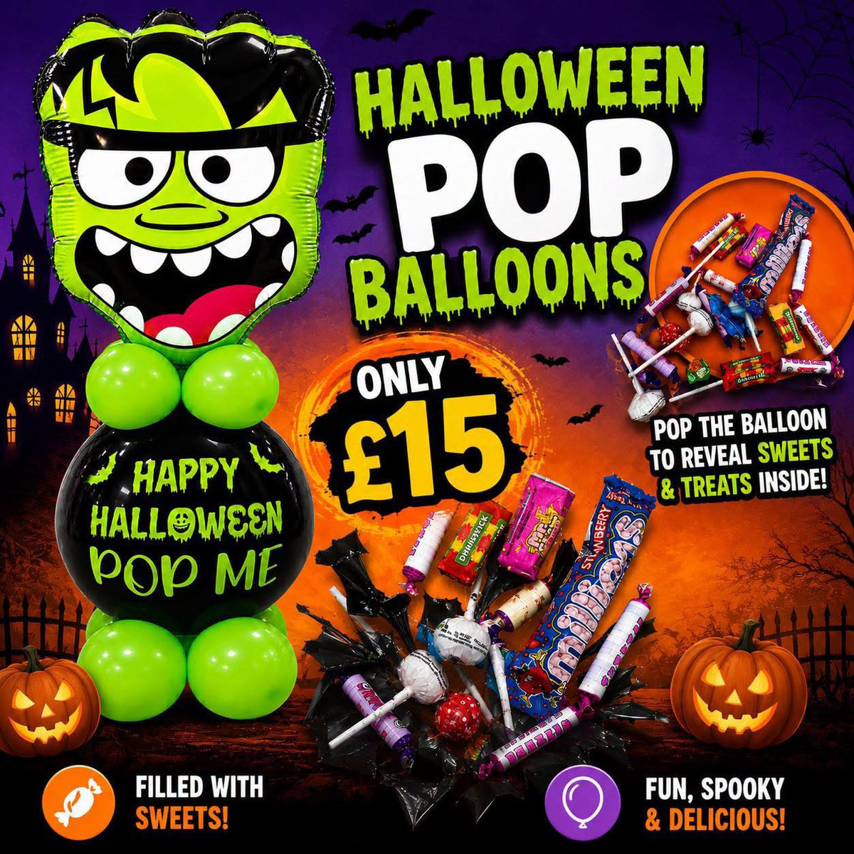 Halloween Popping Balloon with Sweets inside
