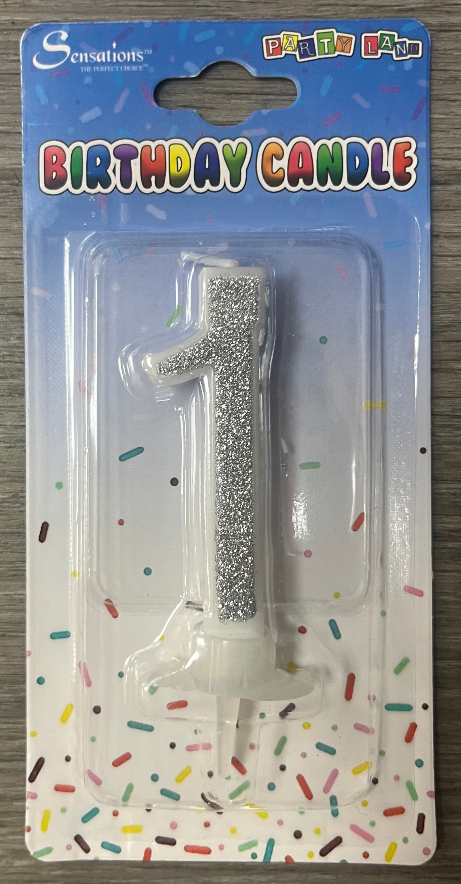 Number 1 Candle. Silver Pink or Blue