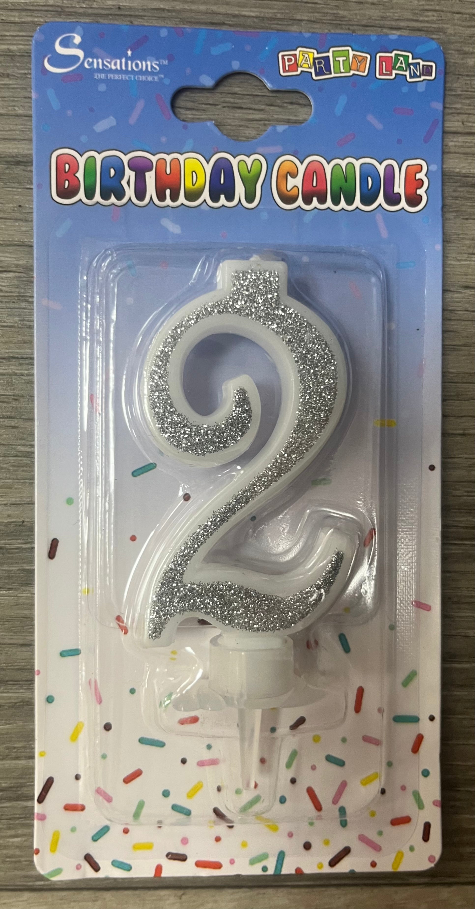 Number 2 Candle. Silver Pink or Blue