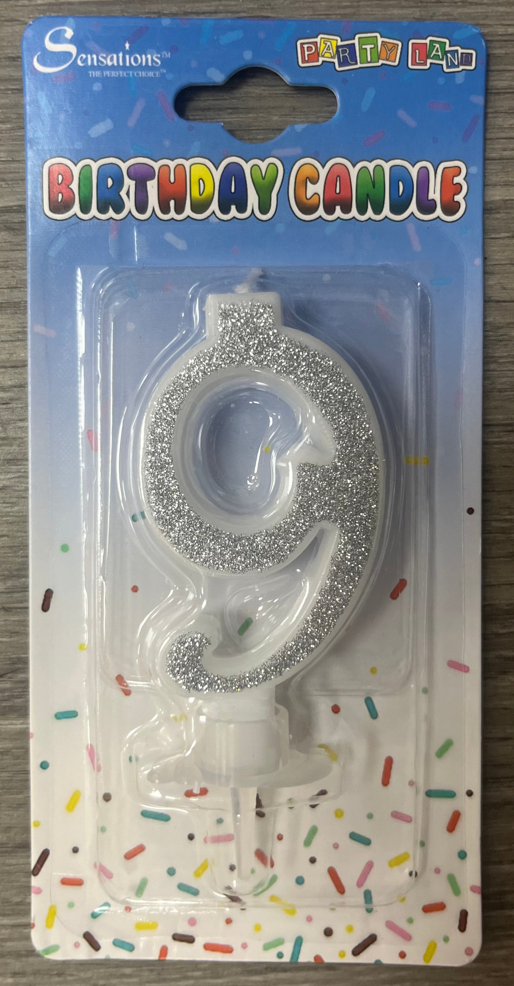 Number 9 Candle. Silver Pink or Blue