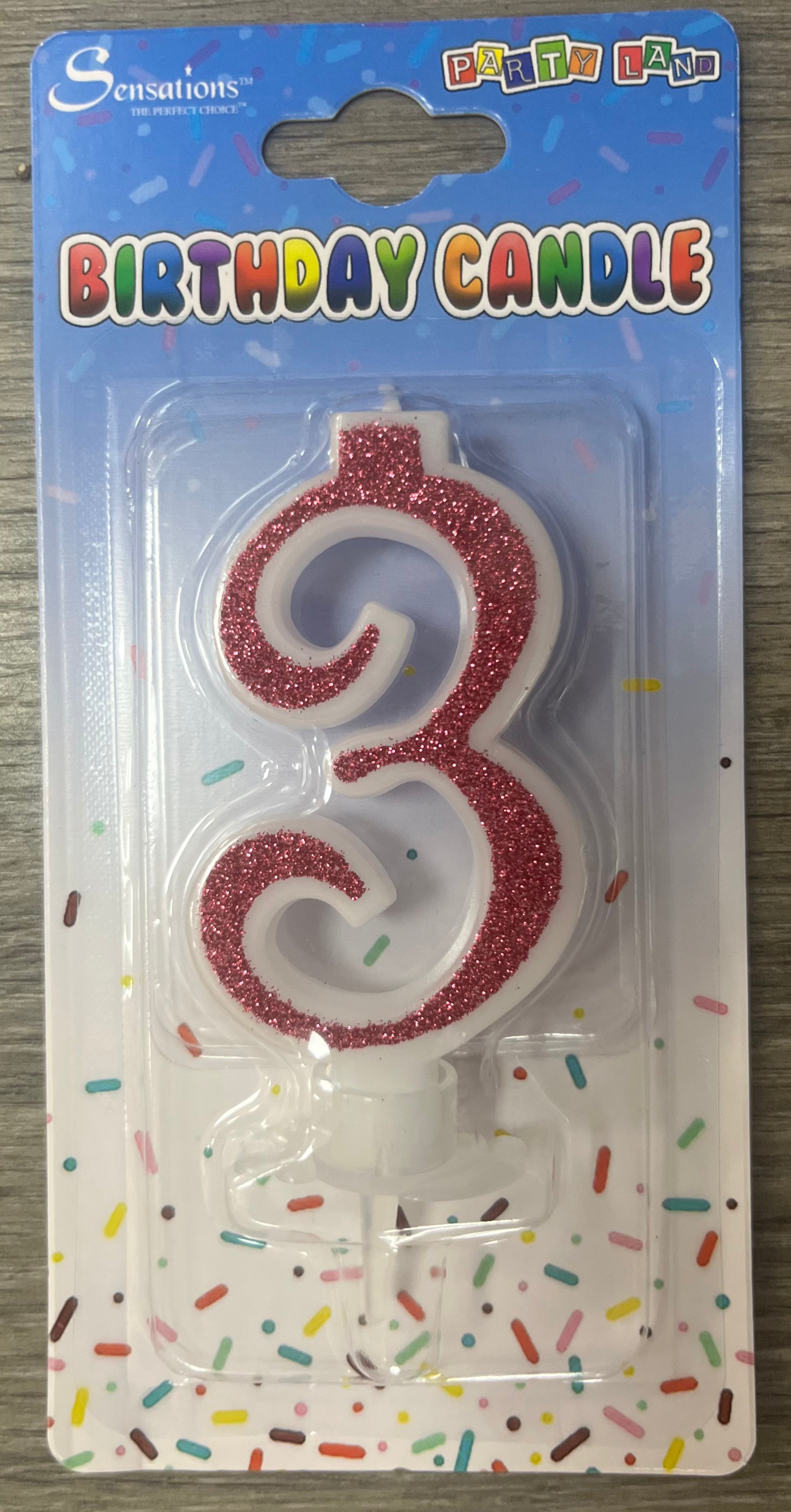 Number 3 Candle. Silver Pink or Blue