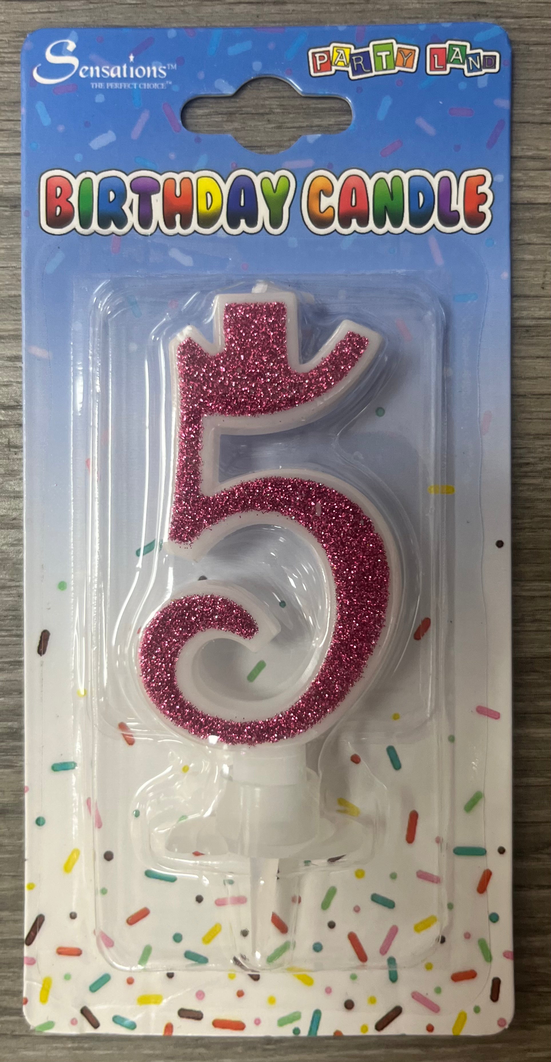 Number 5 Candle. Silver Pink or Blue