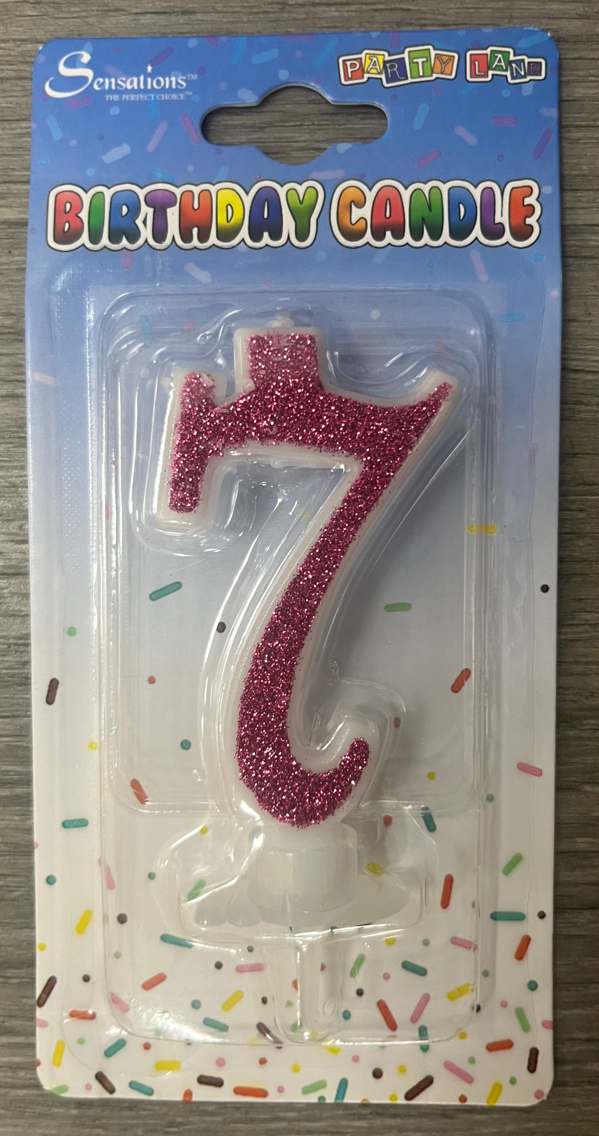 Number 7 Candle. Silver Pink or Blue