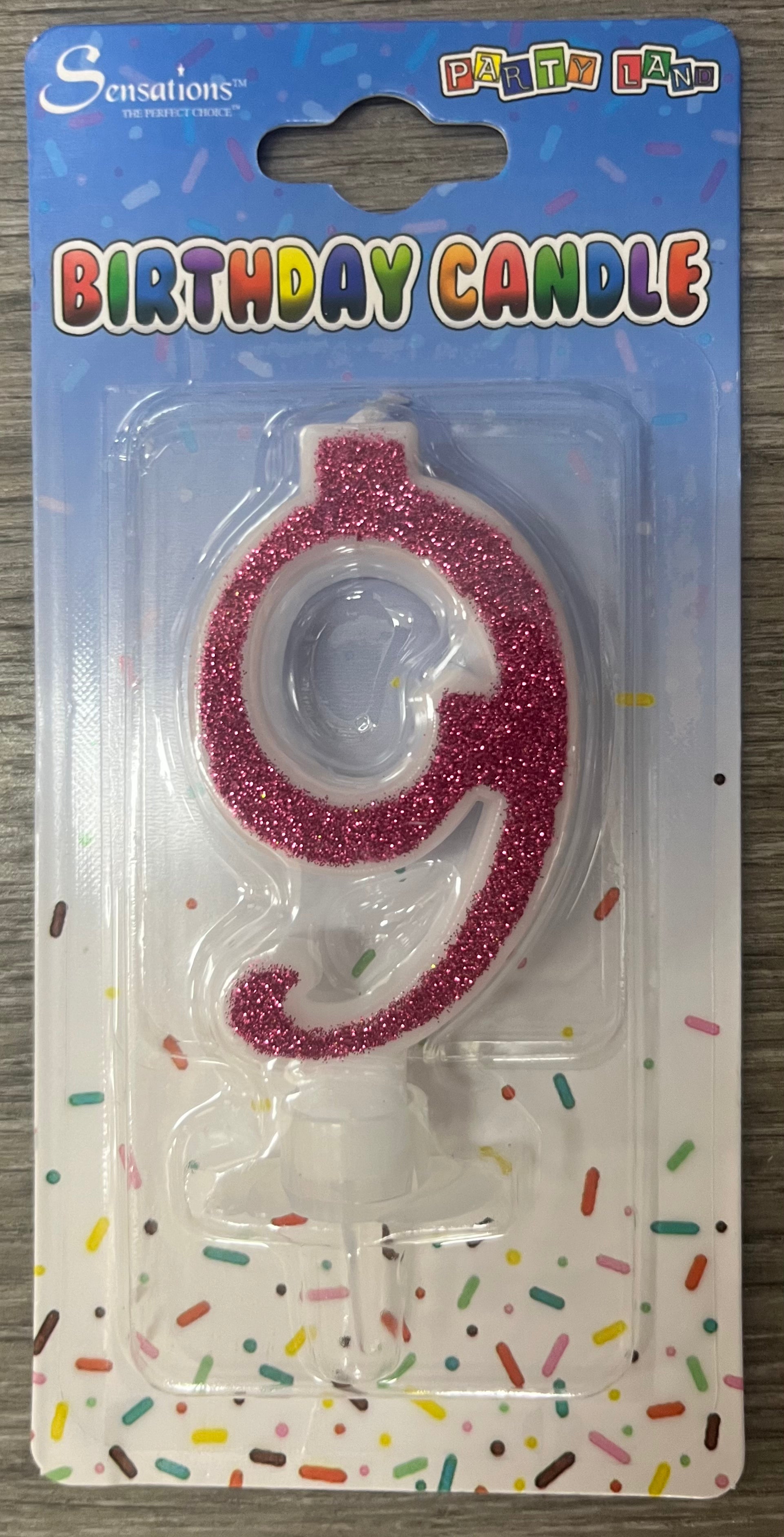 Number 9 Candle. Silver Pink or Blue