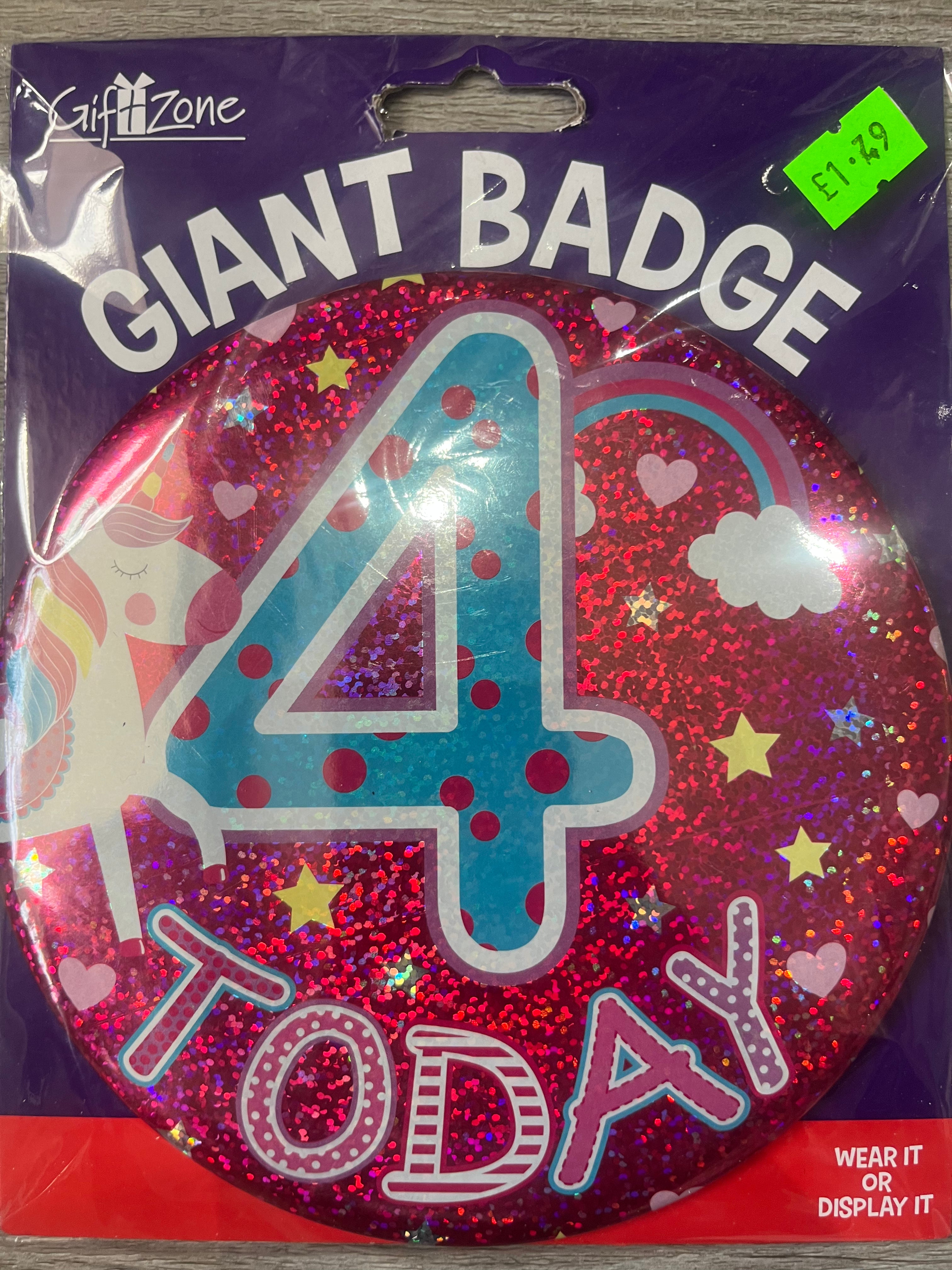 Giant Badge. Age 4