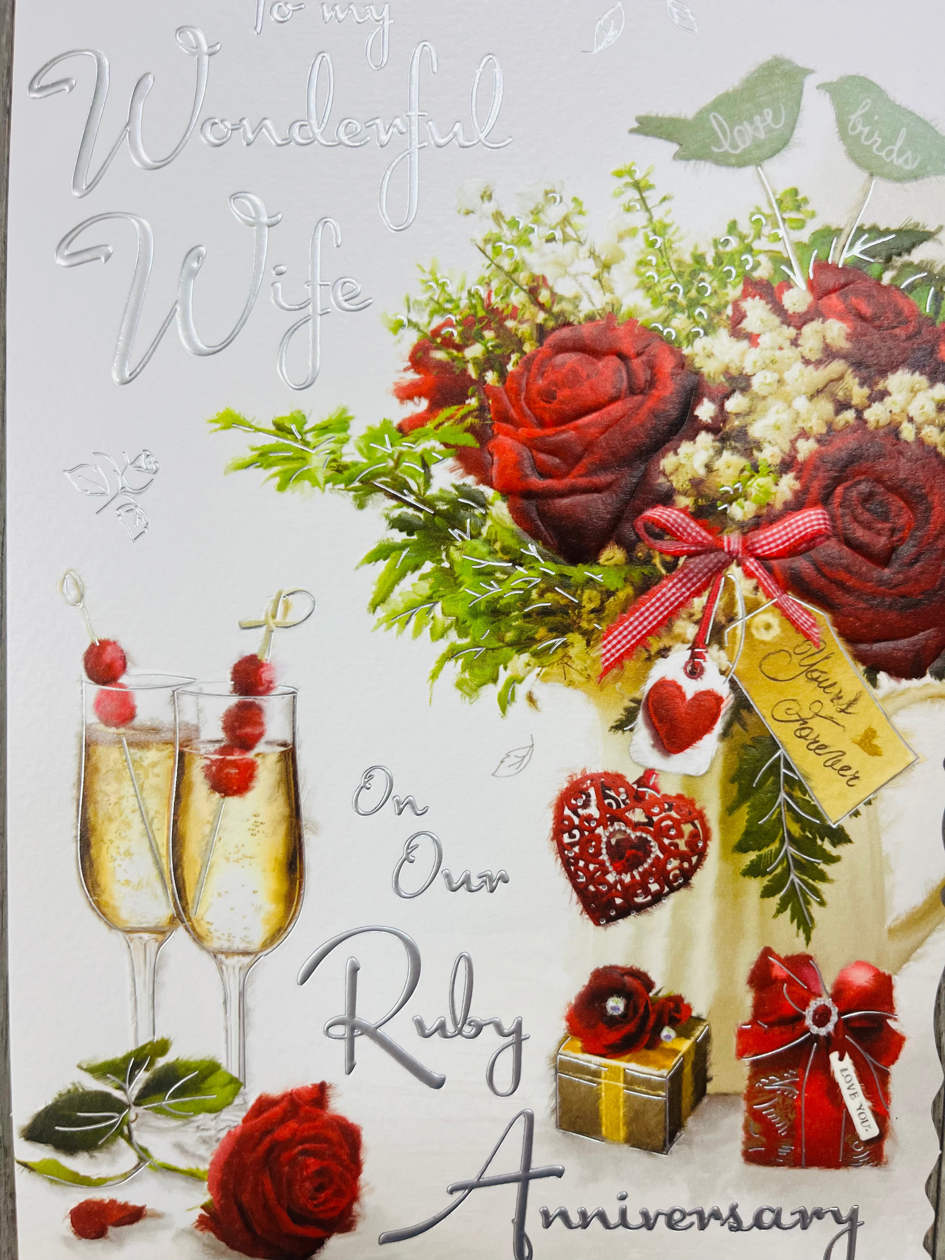 Wife Ruby Wedding Anniversary Card
