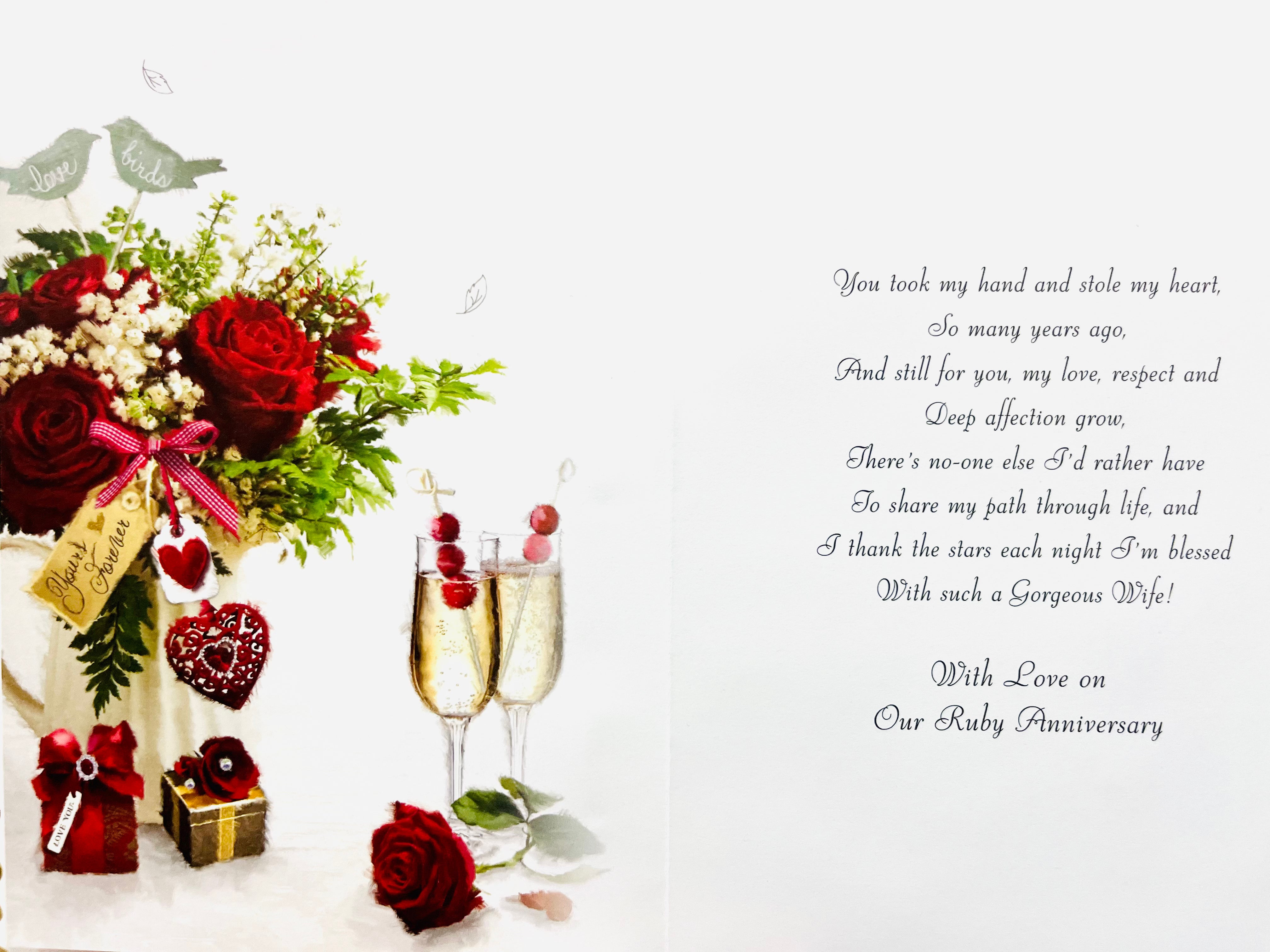 Wife Ruby Wedding Anniversary Card