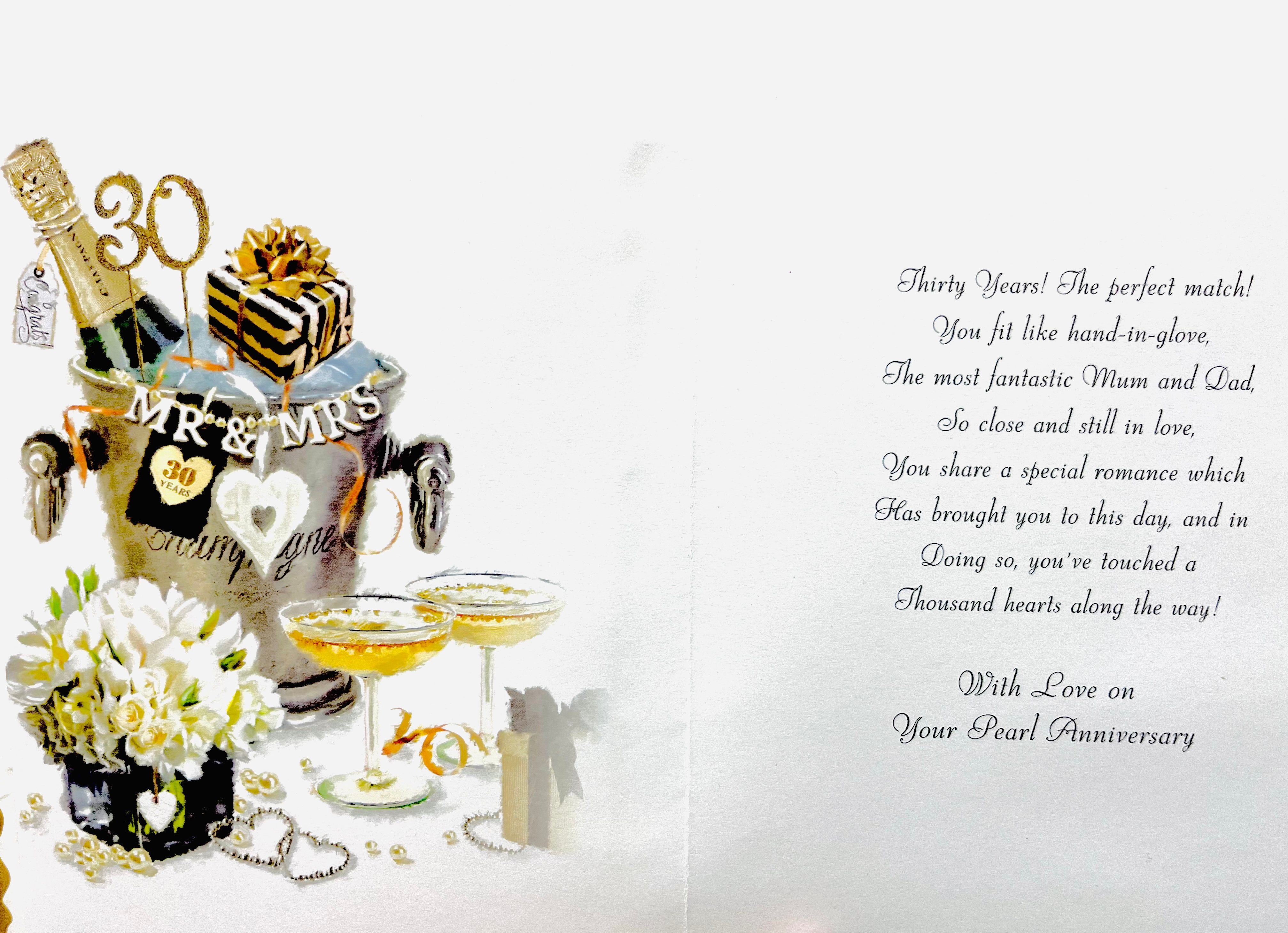 Mum and Dad Pearl Wedding Anniversary Card