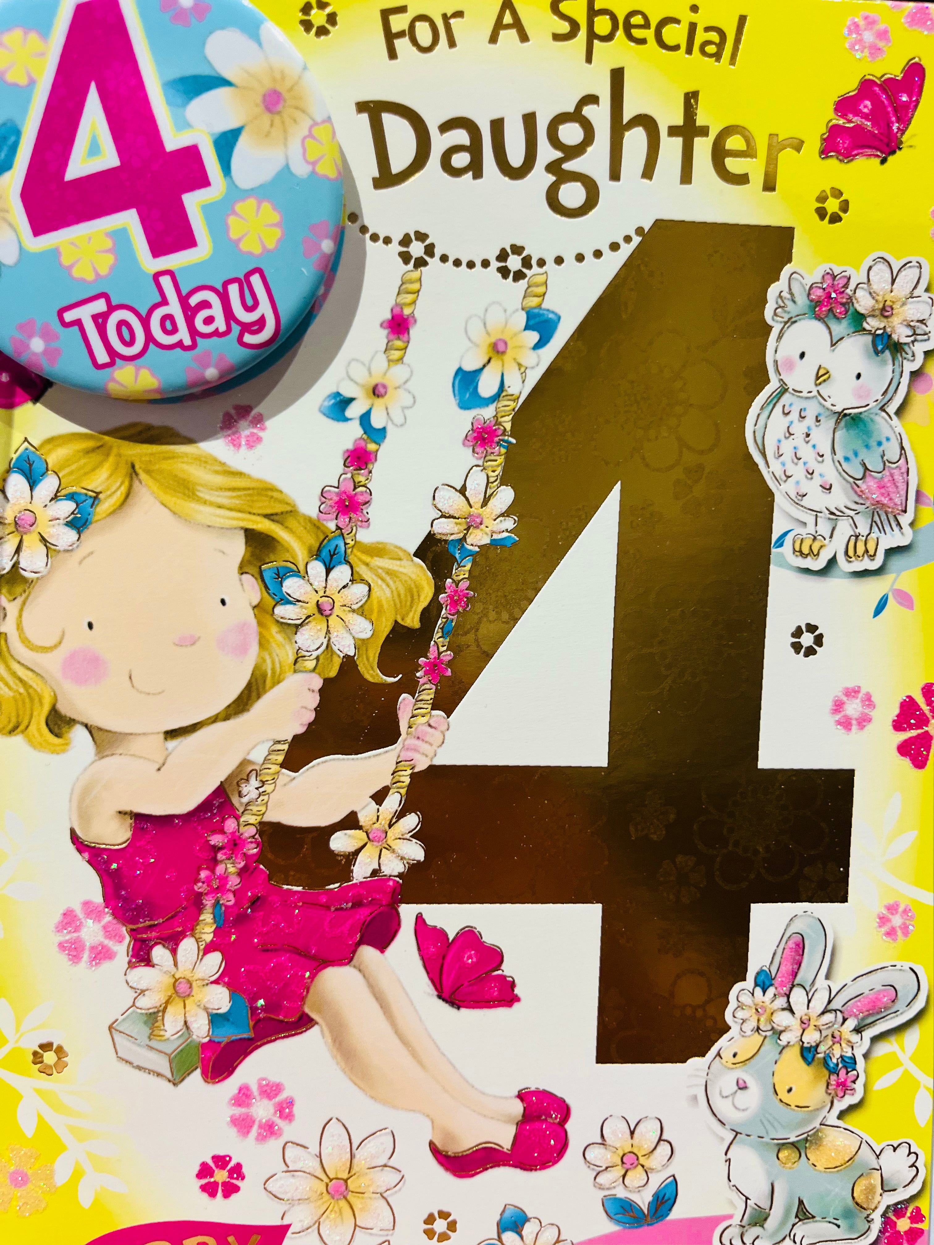 Daughter's 4th Birthday Card