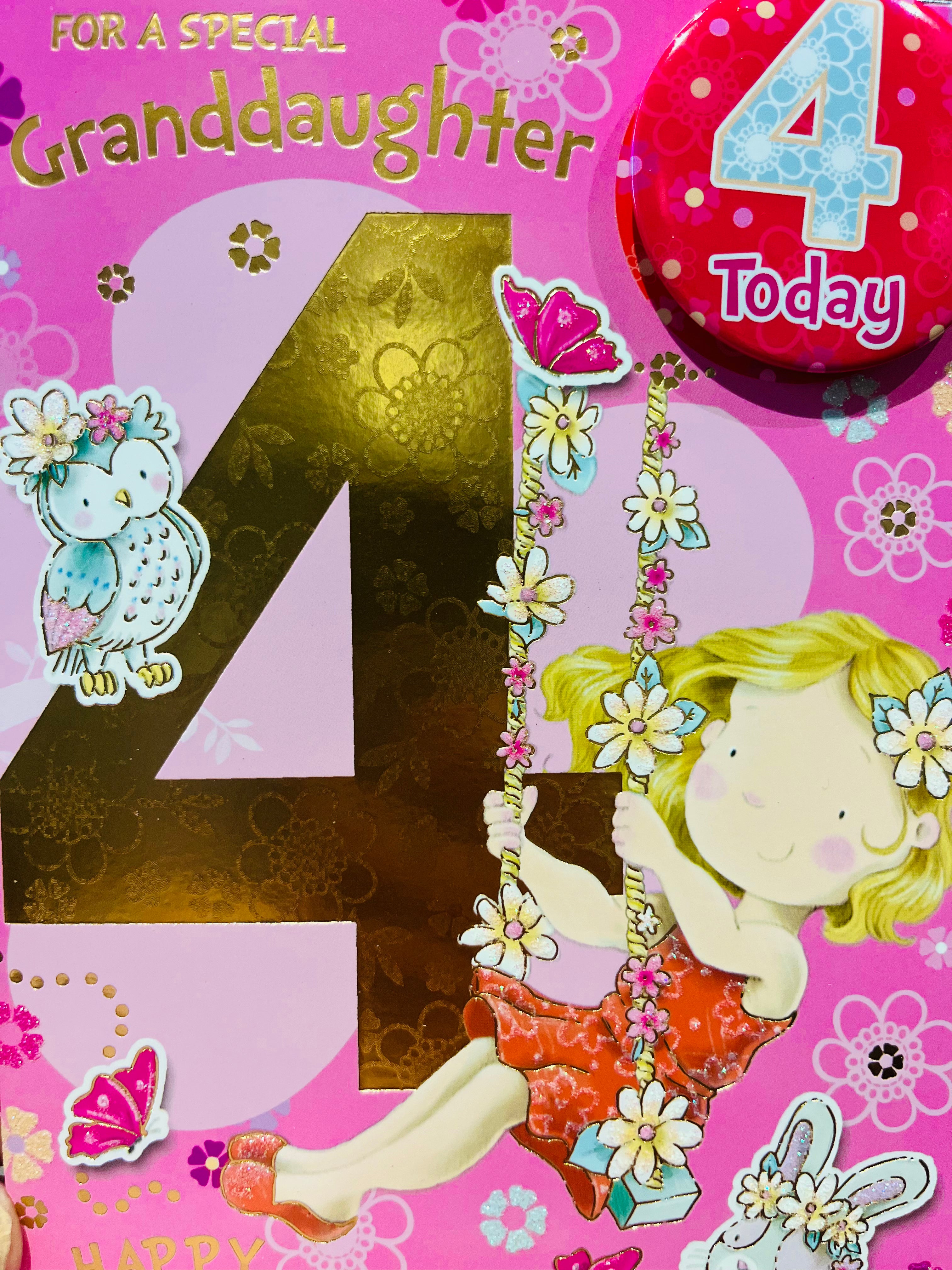 Granddaughter's 4th Birthday Card