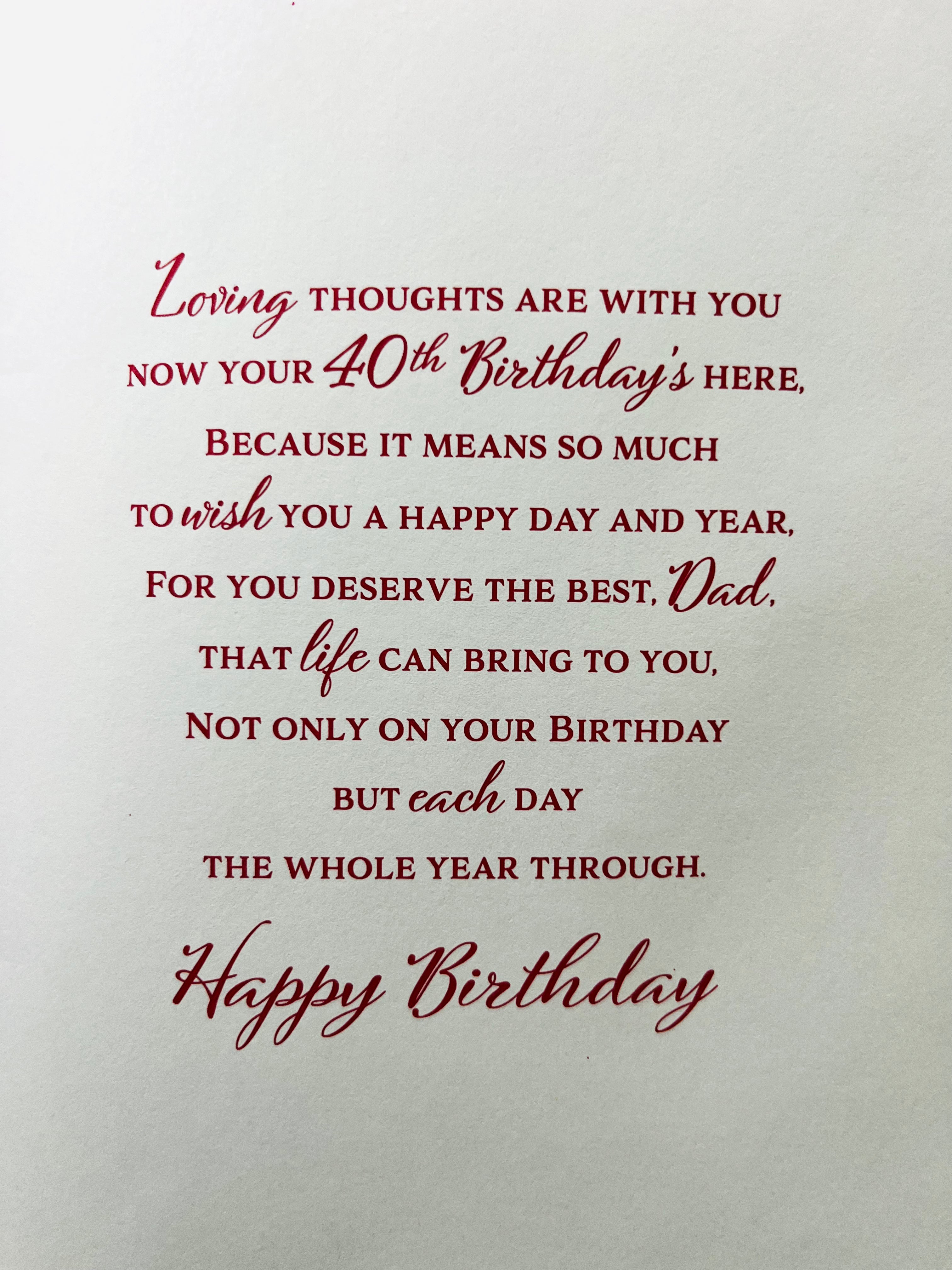 Dad's 40th Birthday Card